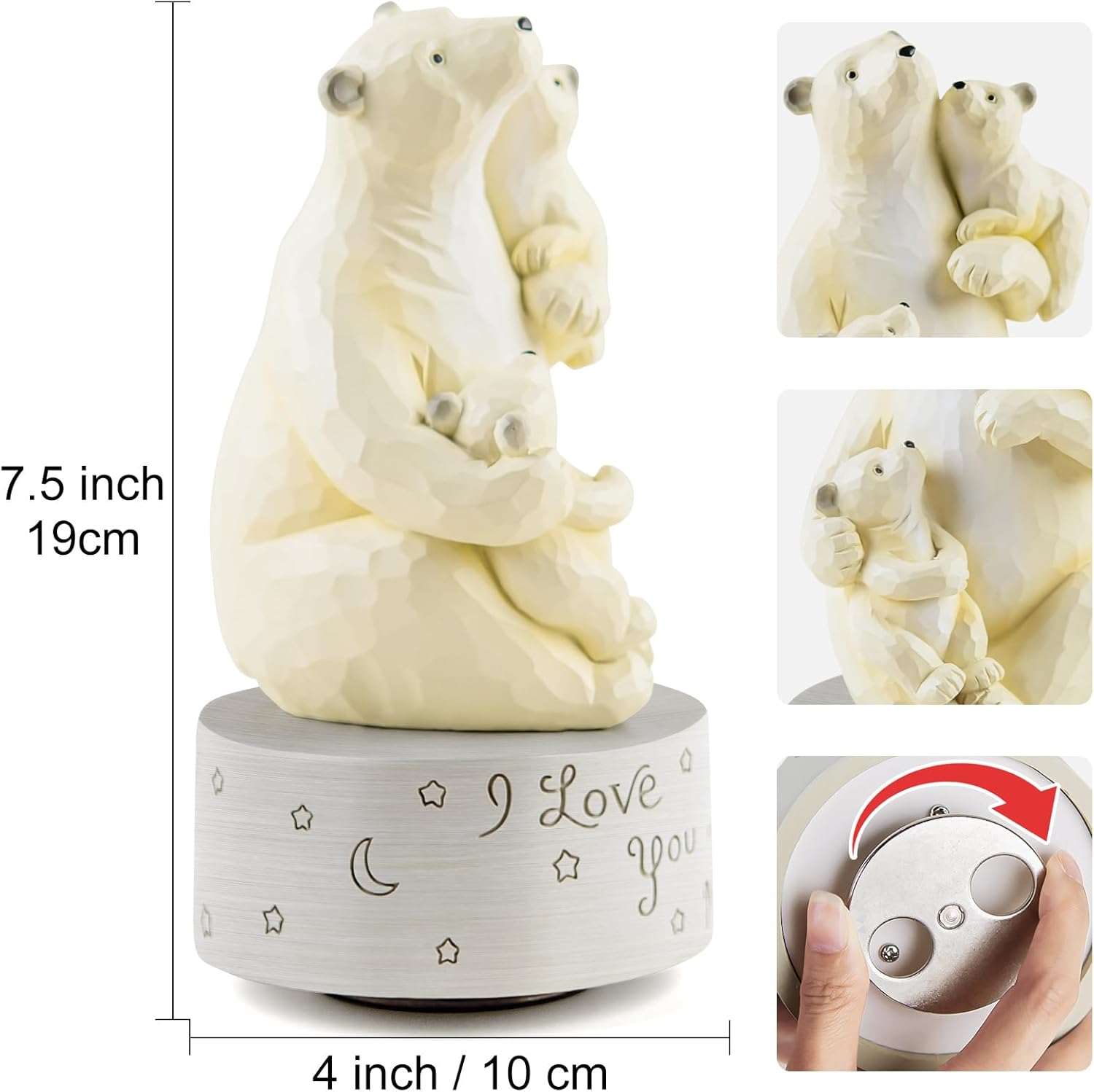 AIDLNS Polar Bear Family Music Box Figurine Gift