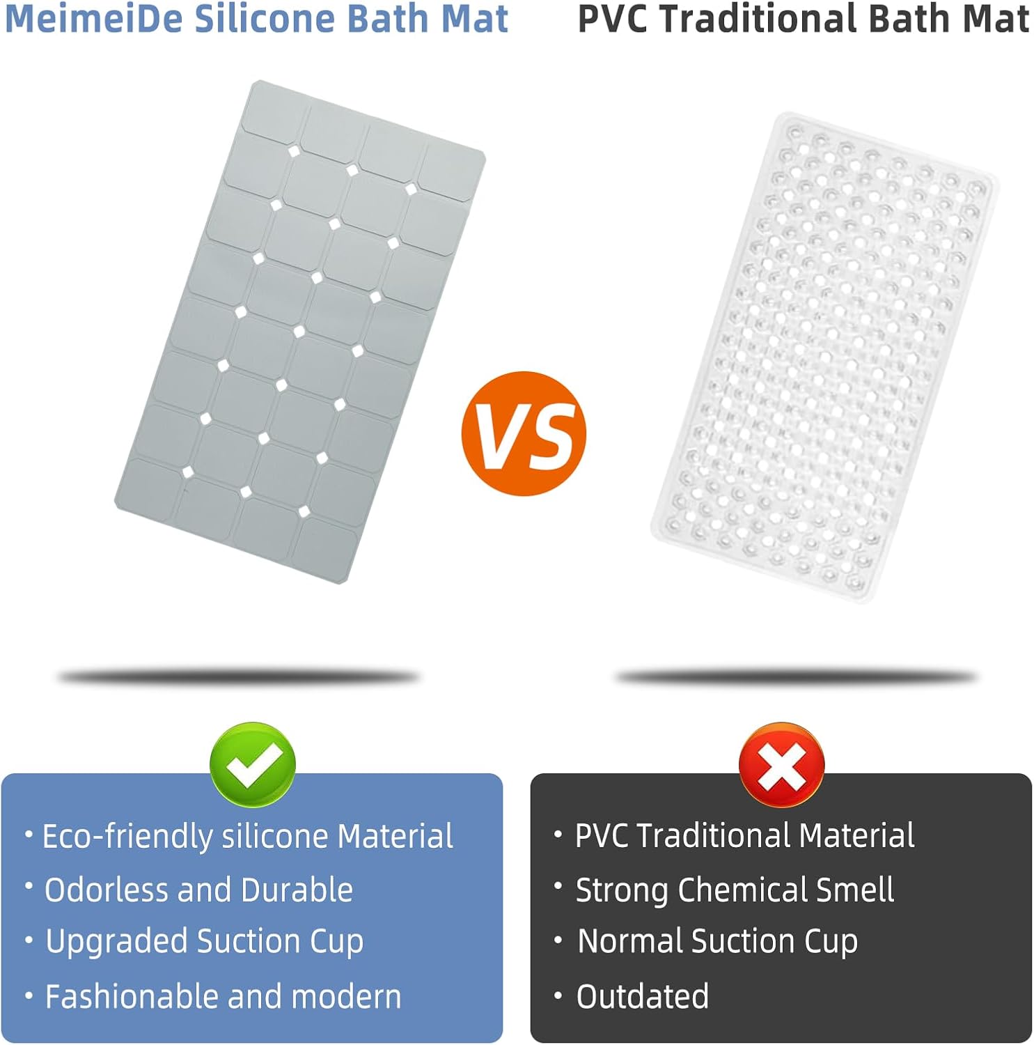 MeimeiDe Non-Slip Silicone Bathtub Mat 15 x 28