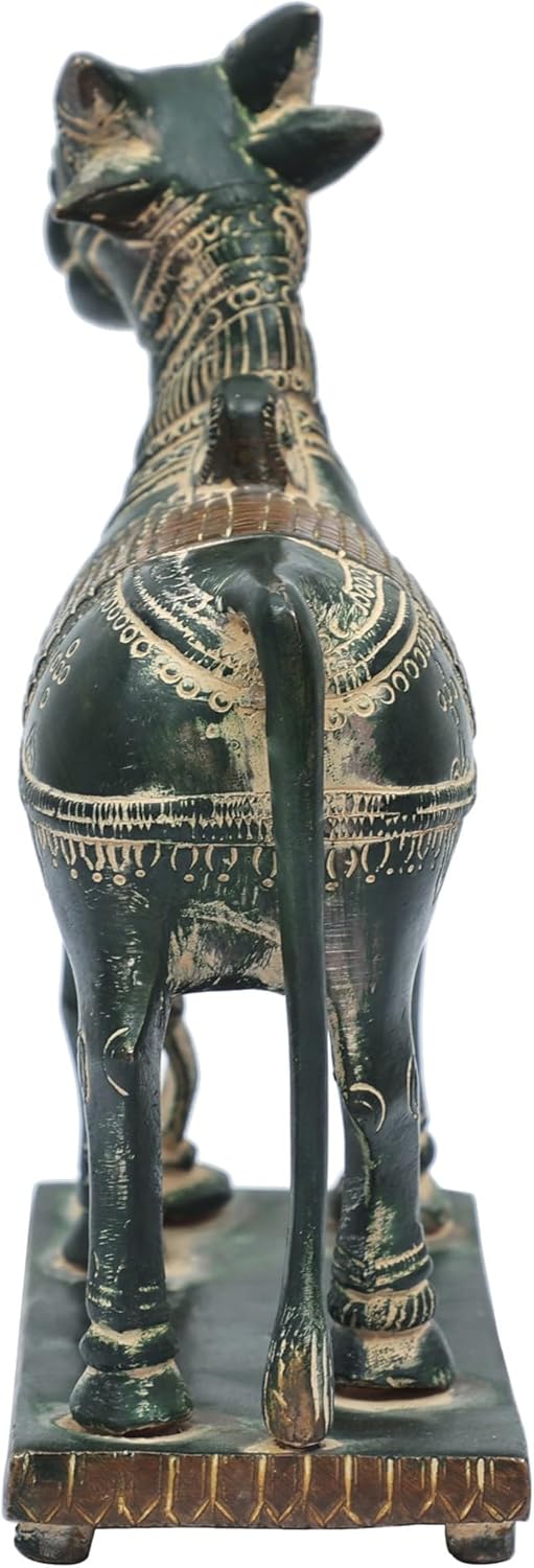 Brass Nandi Cow Statue - 5 Inch Vahana of Lord Shiva