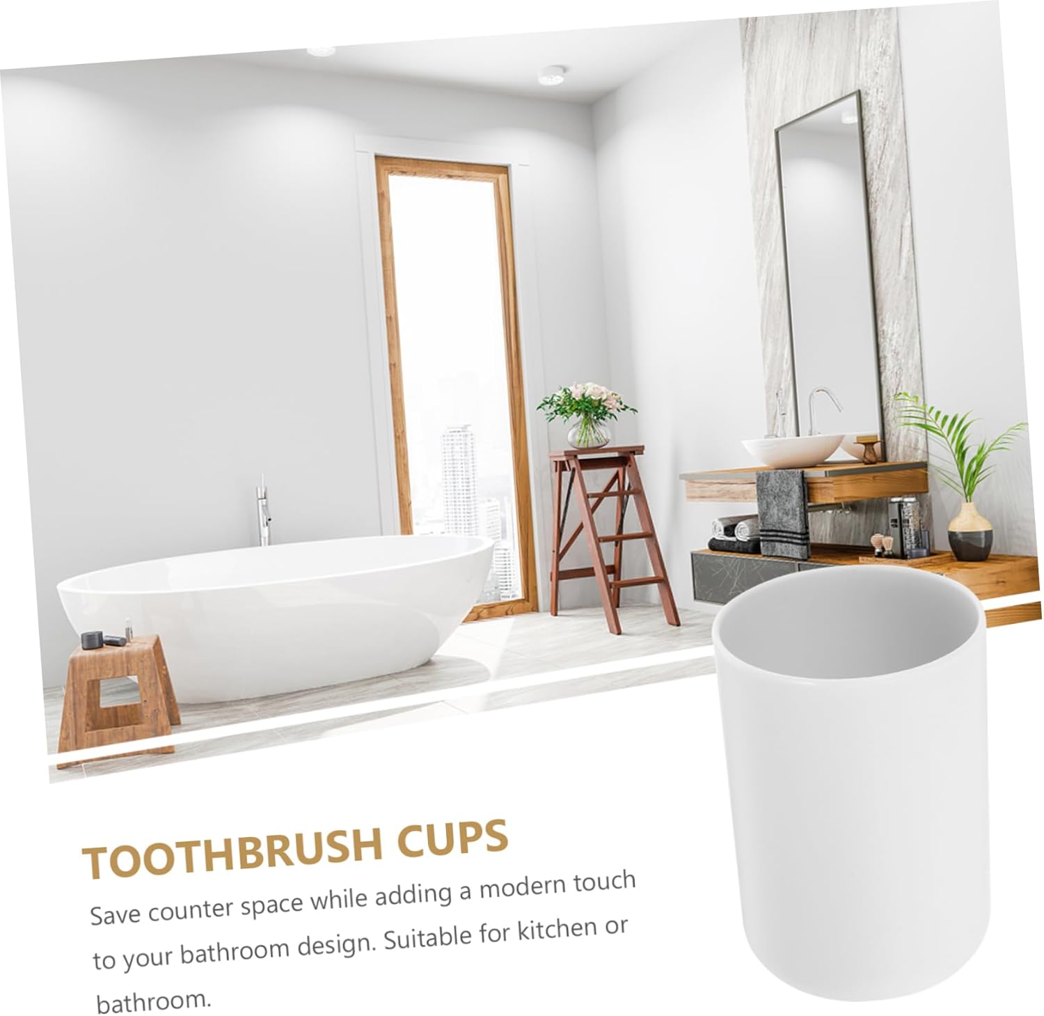 2pcs Lightweight PP Toothbrush Cups for Bathroom and Daily Use