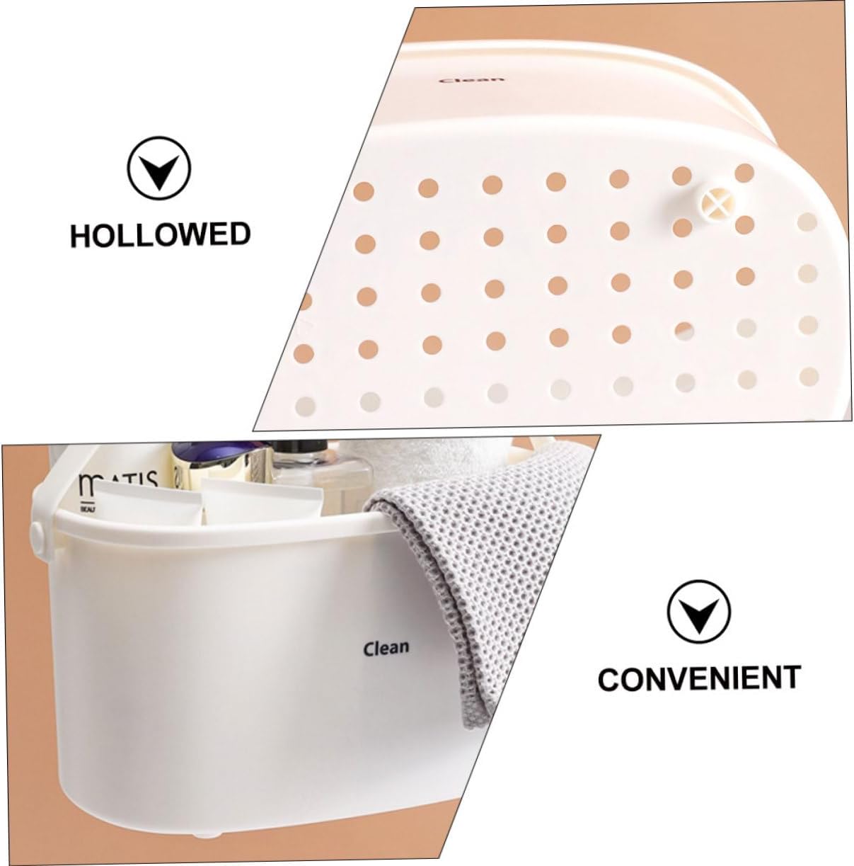 BESTOYARD 1Pc White Plastic Shower Basket with Handle