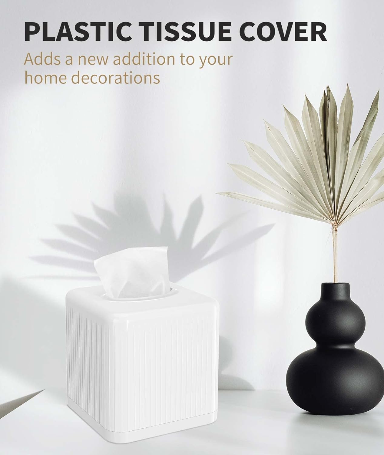 Livelab Square Tissue Box Cover with Base - White 1