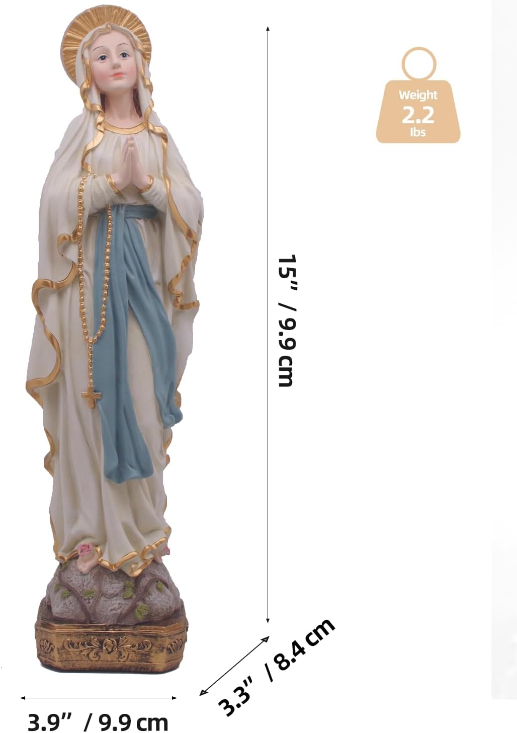 MeritMode 15 H Virgin Mary Praying Statue - Lourdes Catholic Collectible Figurine
