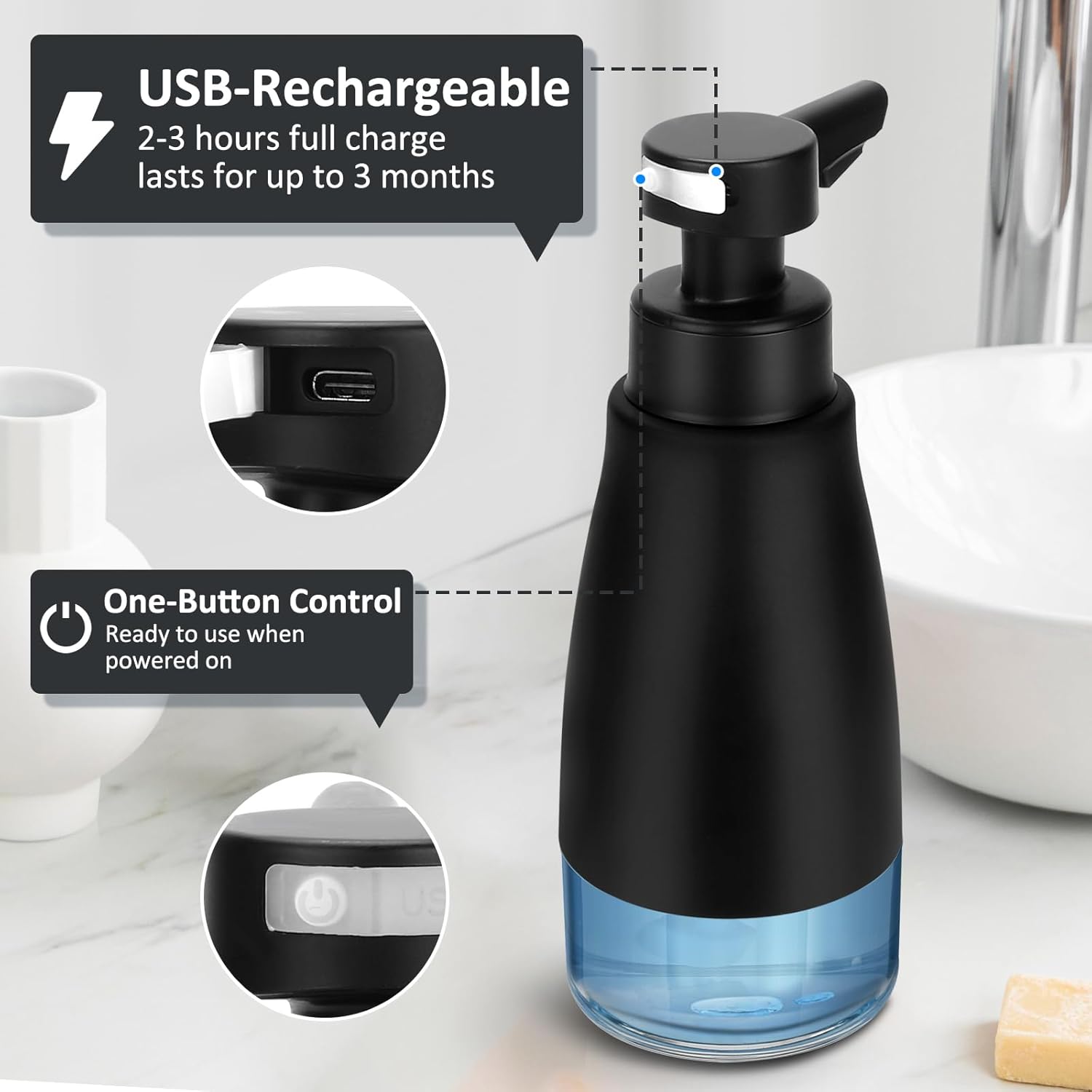 Blancel Touchless Soap Dispenser 15oz Electric Adjustable
