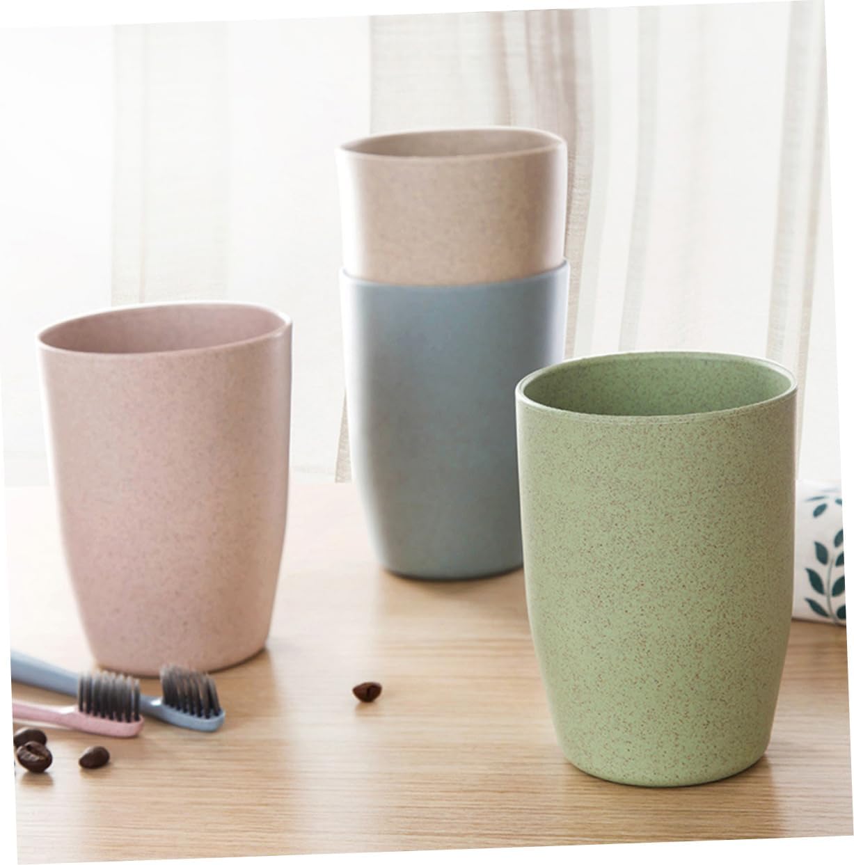 WOONEKY Bathroom Tooth Mug Made from Wheat Stem 1
