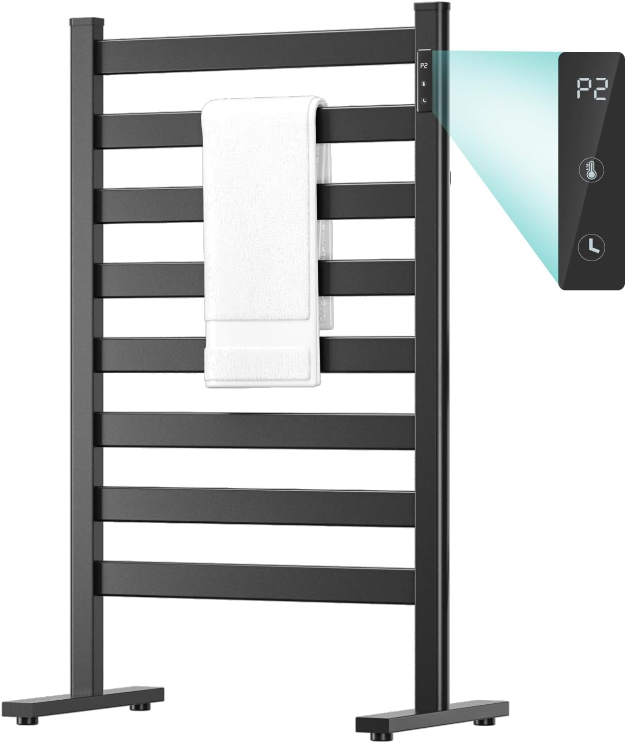 Zelngo Heated Towel Rack 8 Bars Fast Heating Constant Temp Waterproof Black