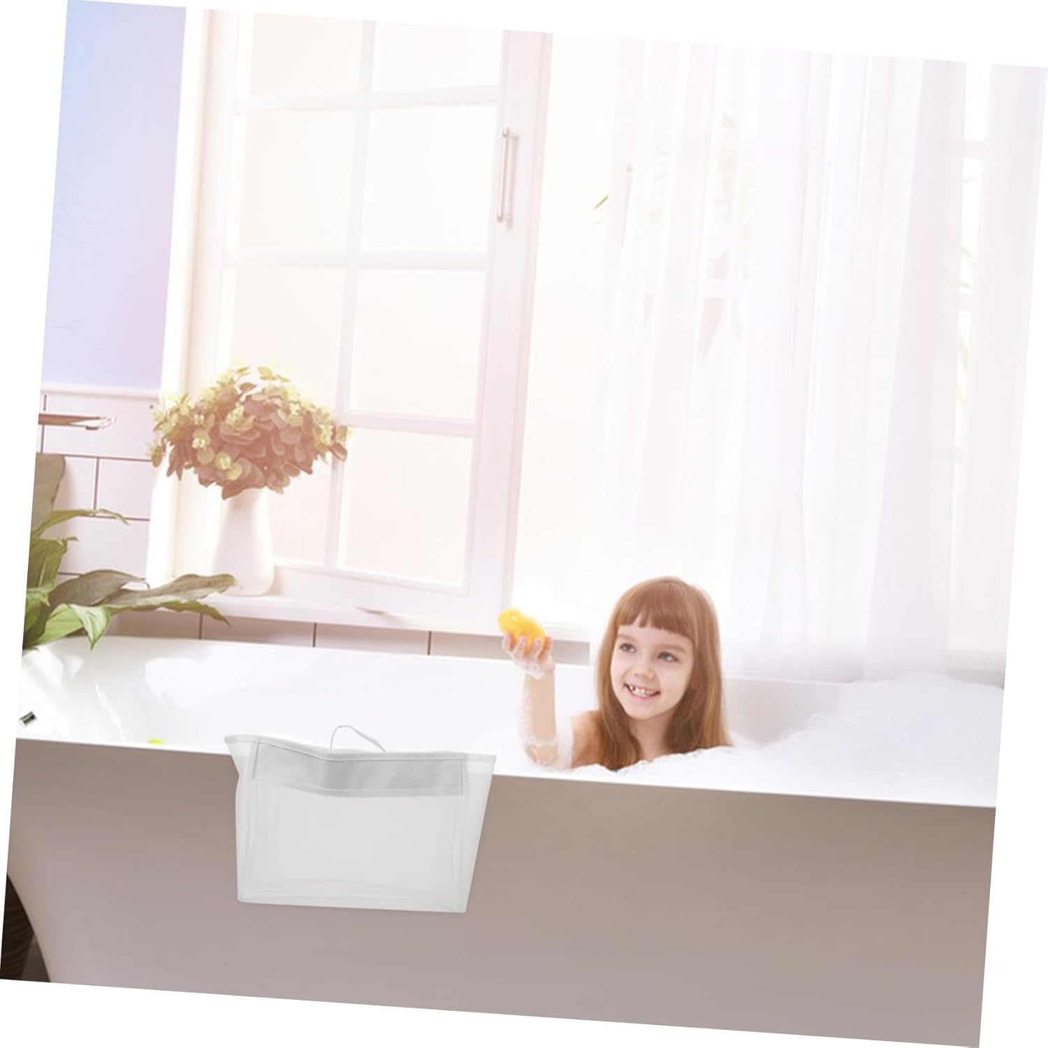 Cabilock Portable Mesh Bath Toy Organizer with Pockets