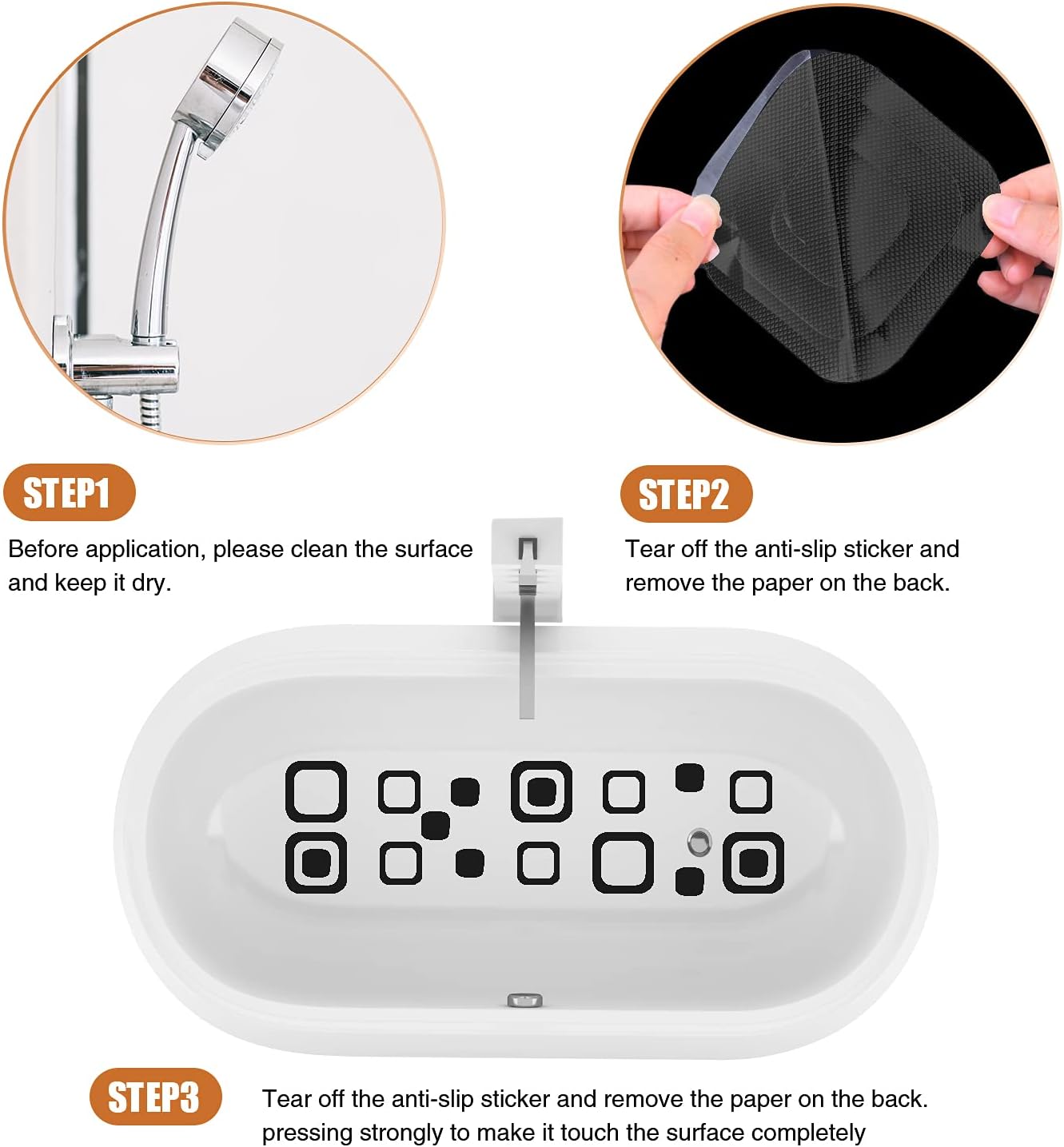 Non-Slip Bathtub Stickers Set Black 72 PCS