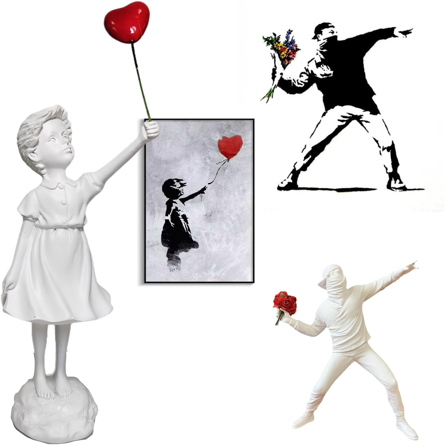 Banksy Love Balloon Girl Resin Statue Modern Home Decor