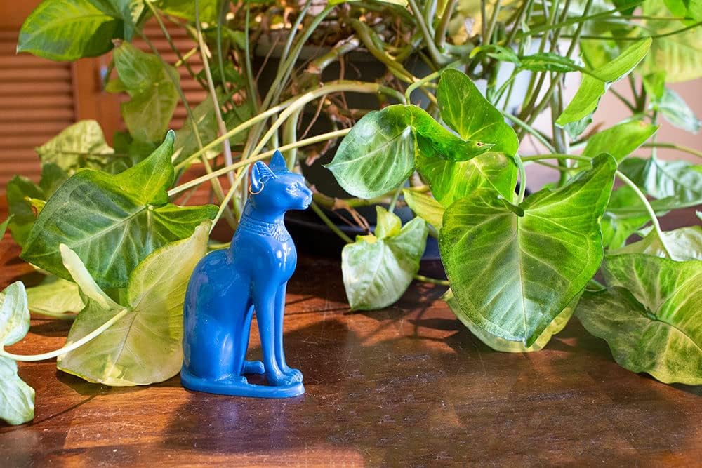 Classical Blue Bastet Cat Statue - Egyptian Goddess Collectible
