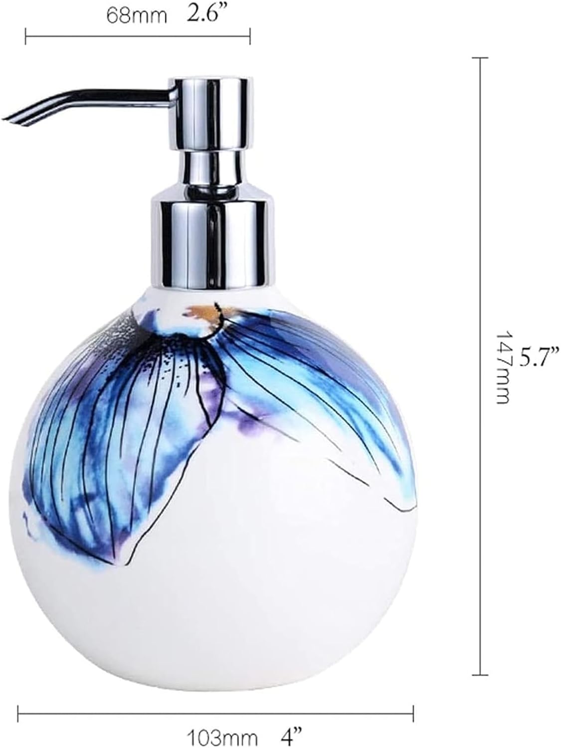 Bathroom Soap Dispenser with 360 Pump Head and Bone China Design Black