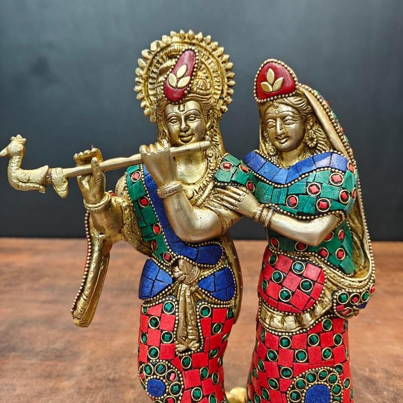 Statuestudio Radha Krishna Statue 10 Inch Brass