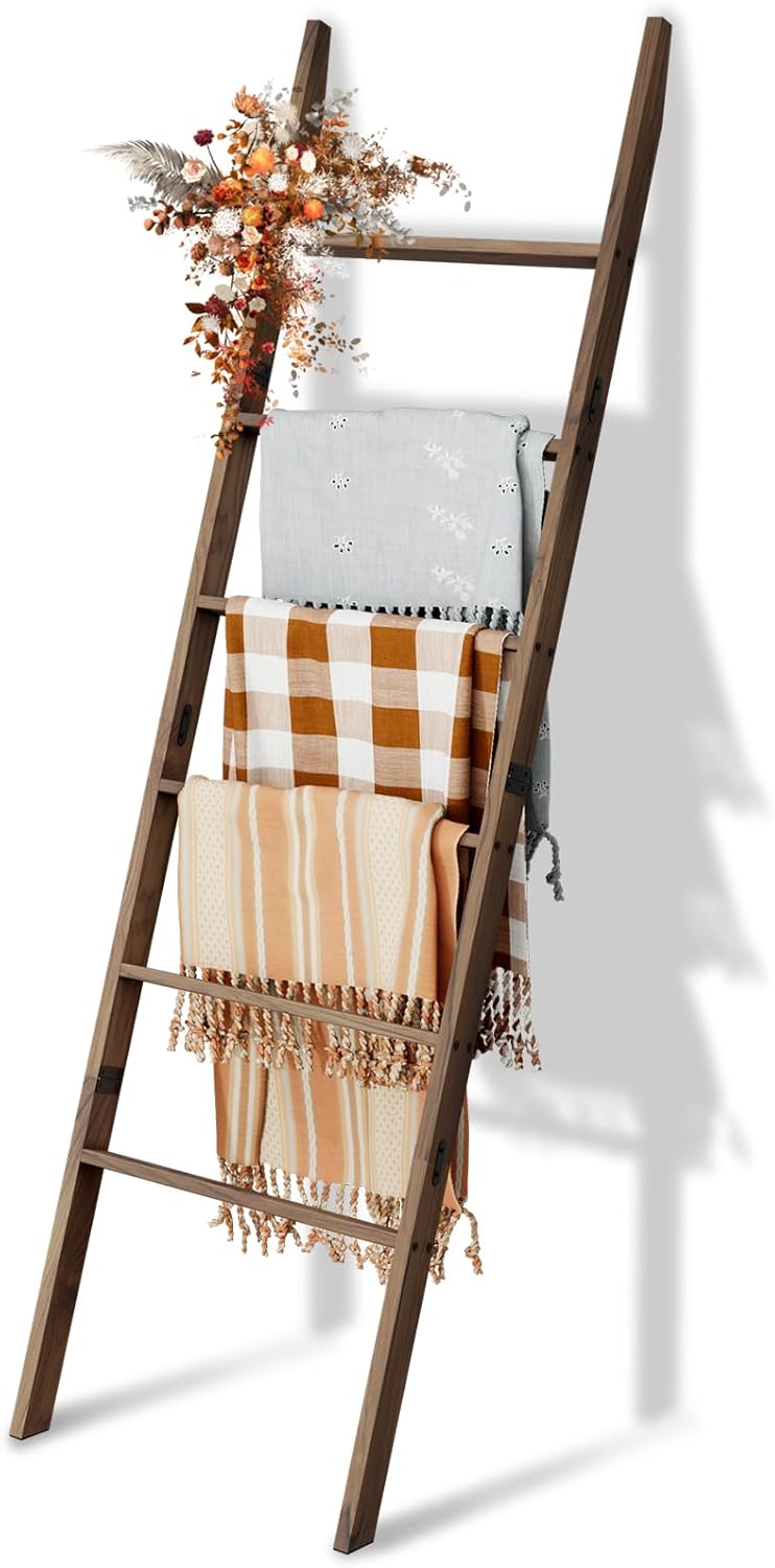 Acacia Wood Blanket Ladder with 6 Tiers