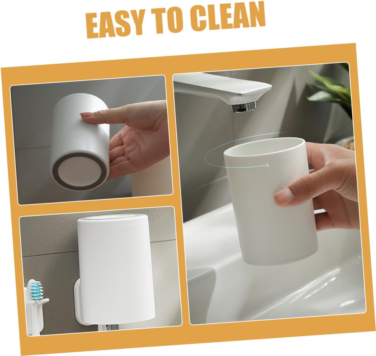 Luxshiny 2pcs Reusable Plastic Toothbrush Cups