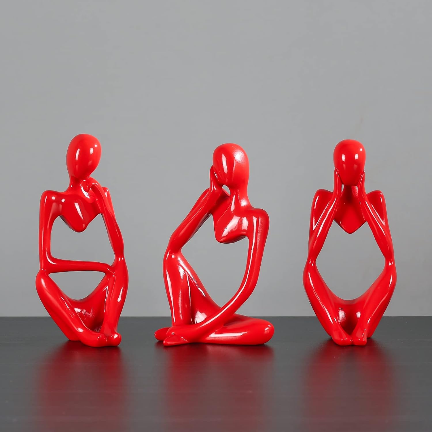 Thinker Statue Gold Resin Abstract Art Sculpture Red 1