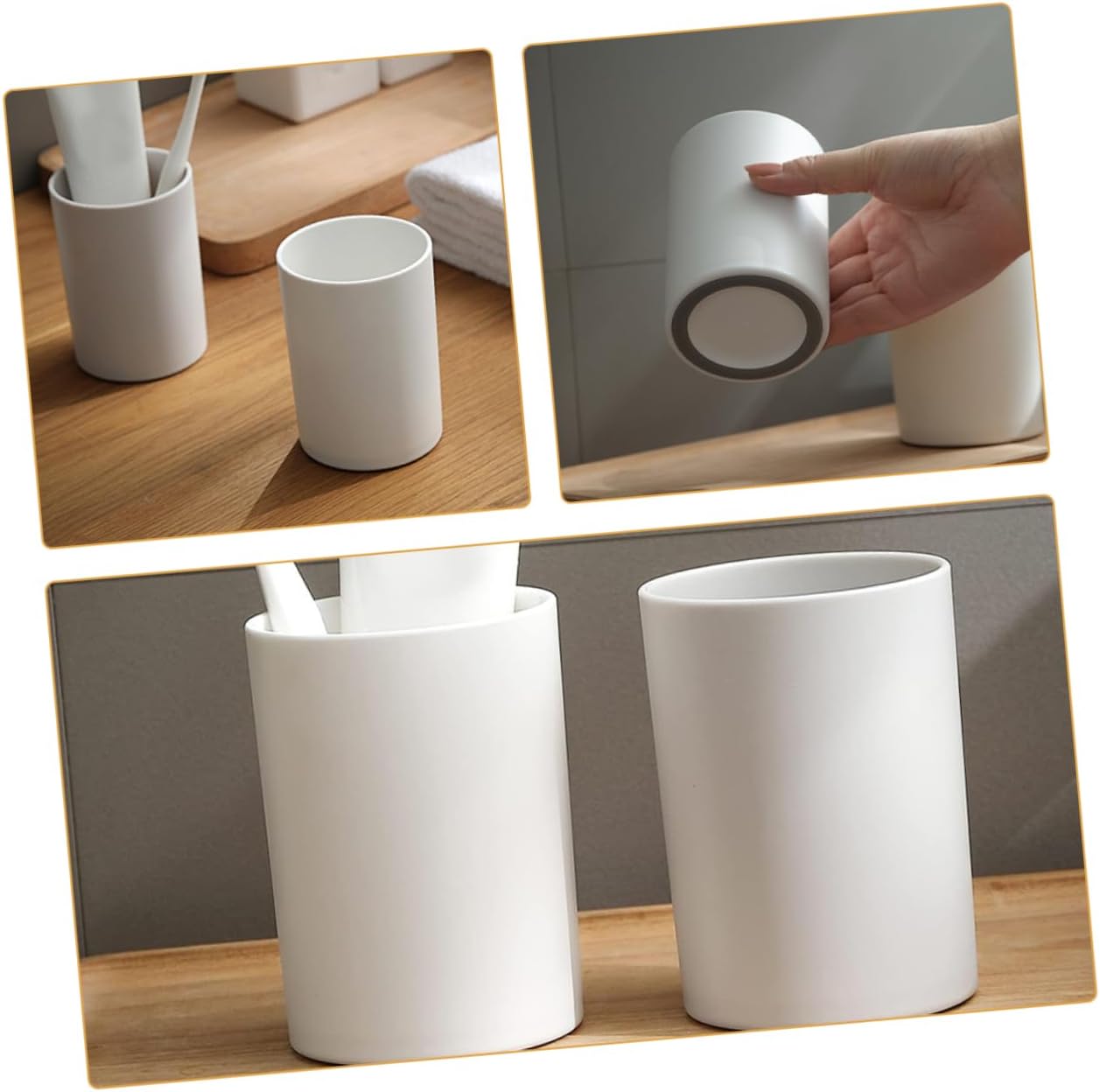 PRETYZOOM 2pcs Modern Unbreakable Bathroom Tumbler Cup Pp Material