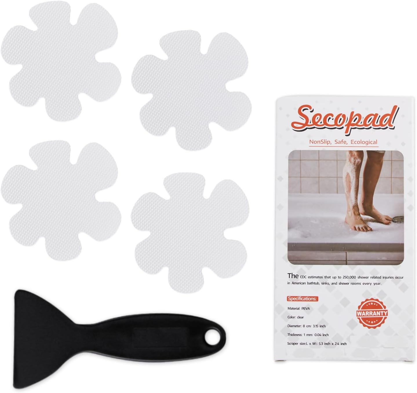 Non-Slip Bathtub Stickers with Silicone Scraper