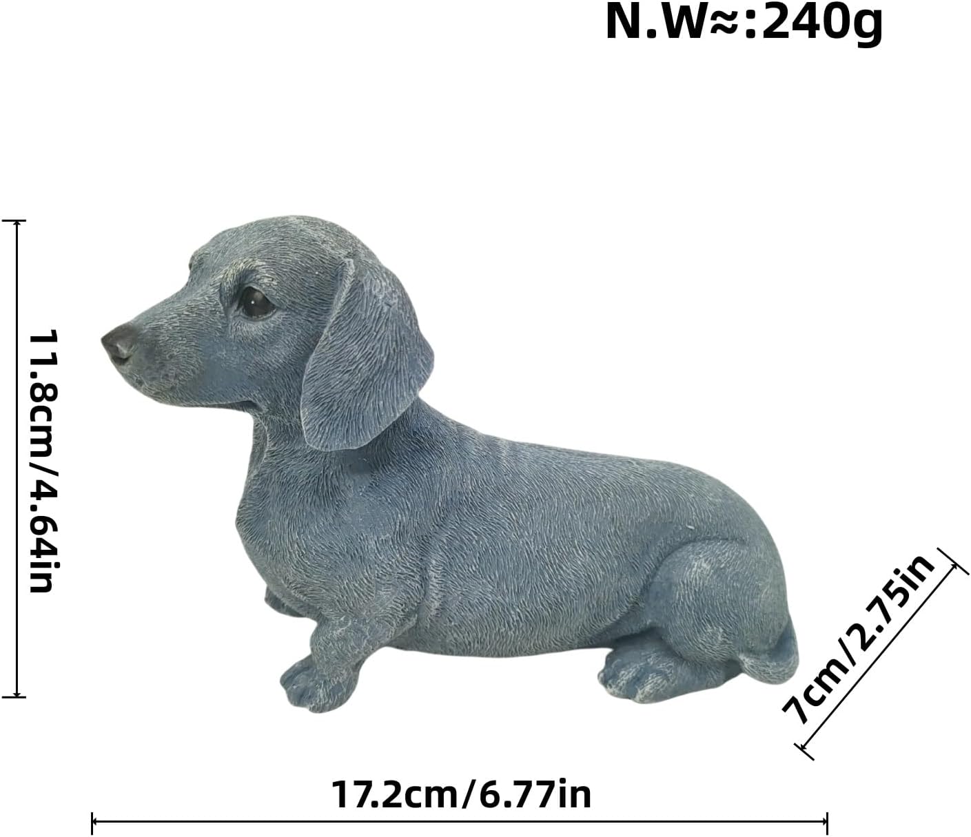 Dachshund Resin Figurine Decor - Grey