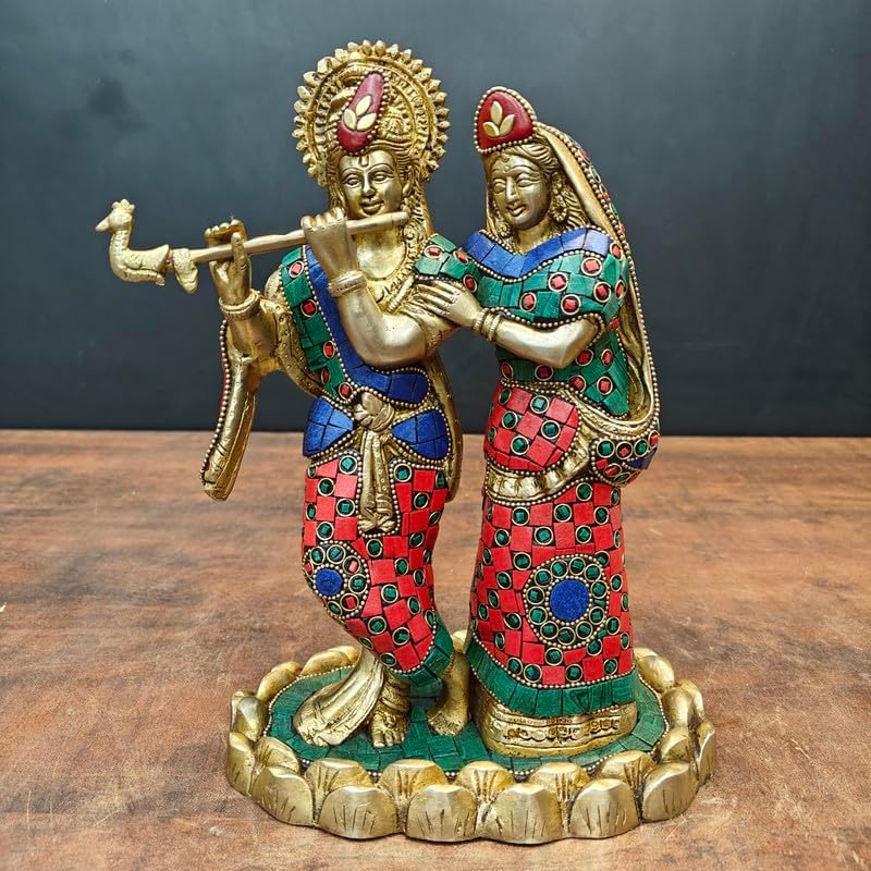 Statuestudio Radha Krishna Statue 10 Inch Brass