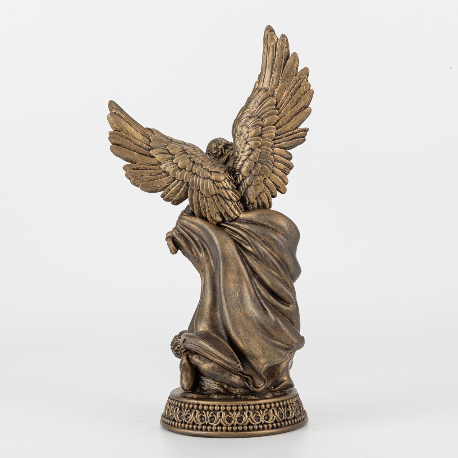 8 H Saint Michael Black Bronze Statue Religious Protection Sculpture