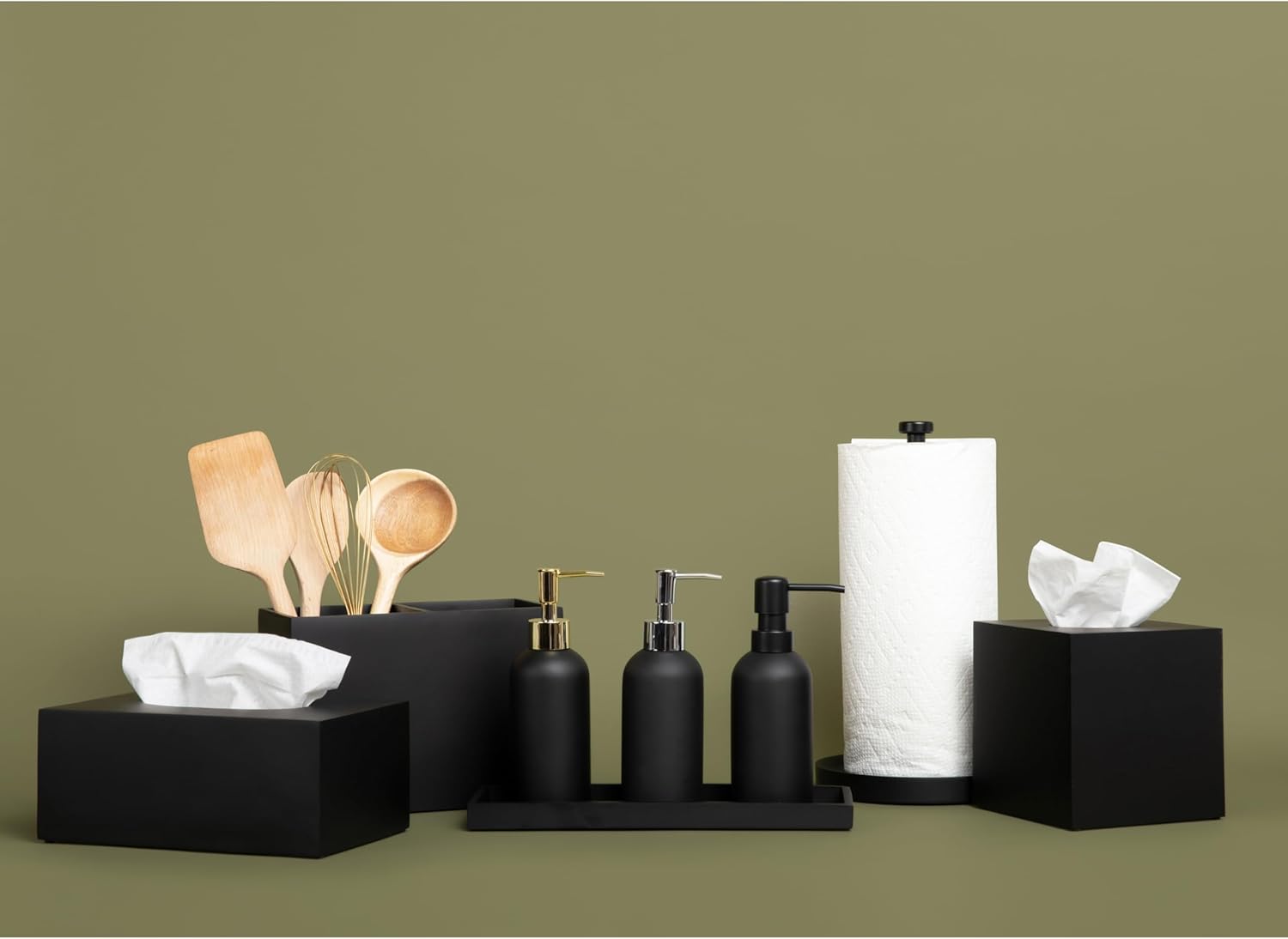 Essentra Home Matte Black Square Tissue Box Cover 1