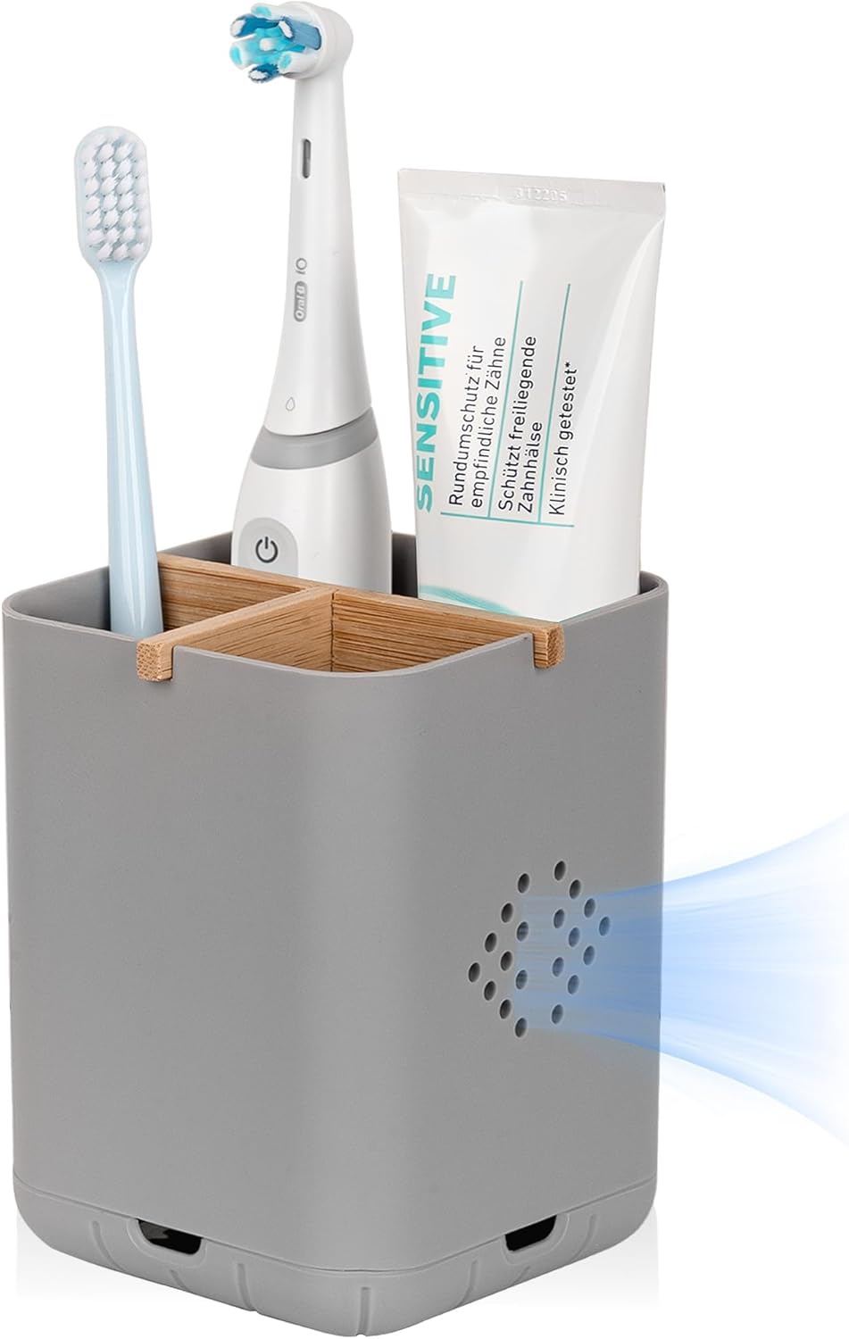Durable Toothbrush Holder with 3 Slots Grey