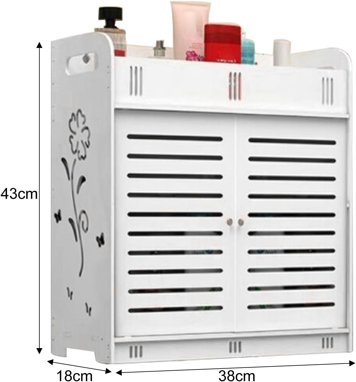 cdar Flower Pattern White Medicine Cabinet 1