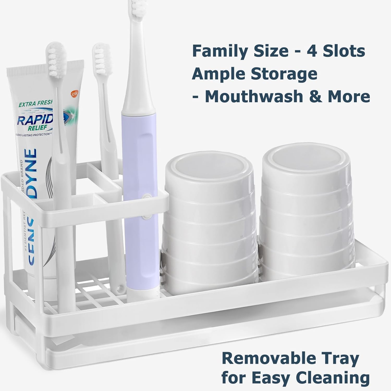 MYITYARD 4-Slot Rustproof Toothbrush Holder with Drainage