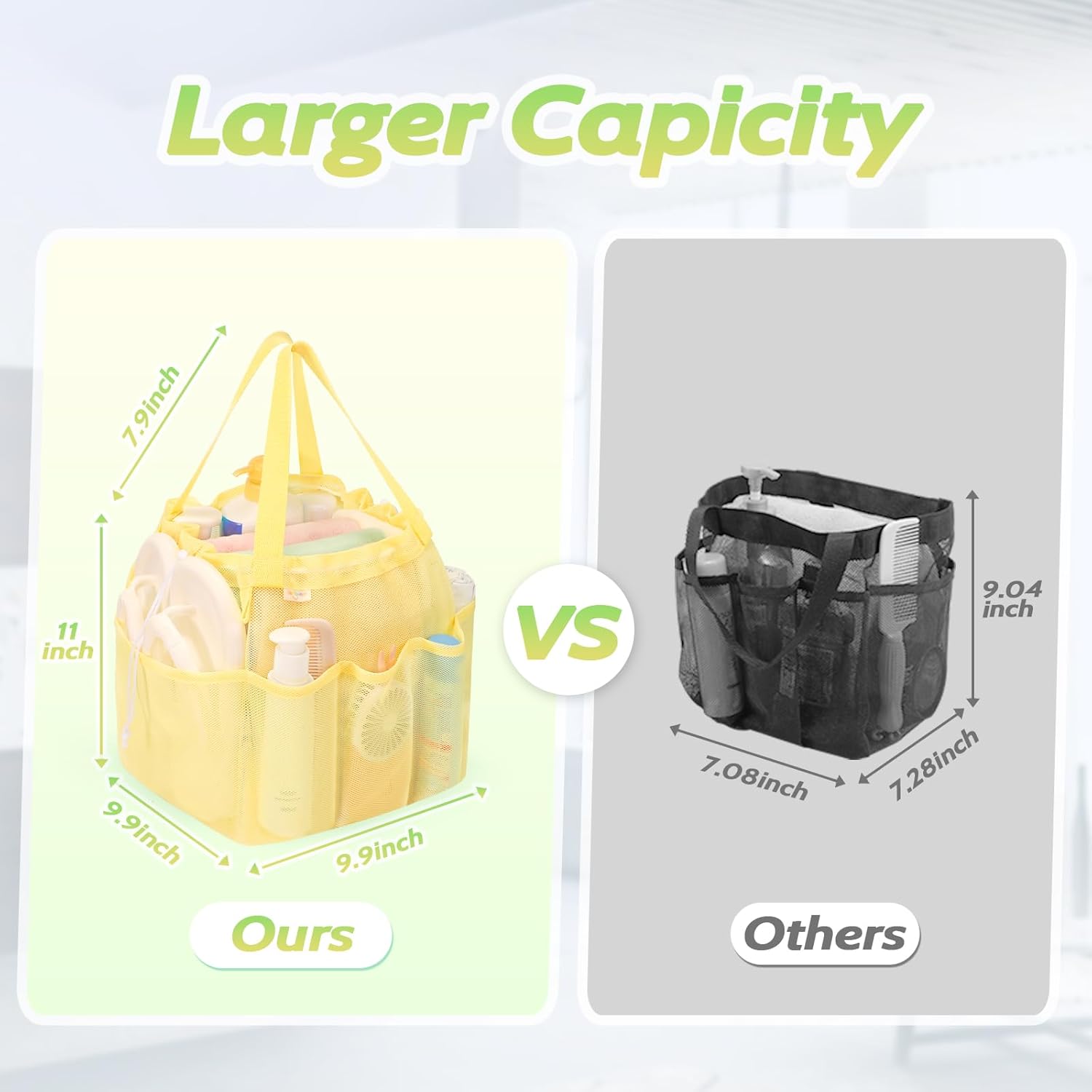 Mesh Shower Caddy Portable with Drawstring - Yellow