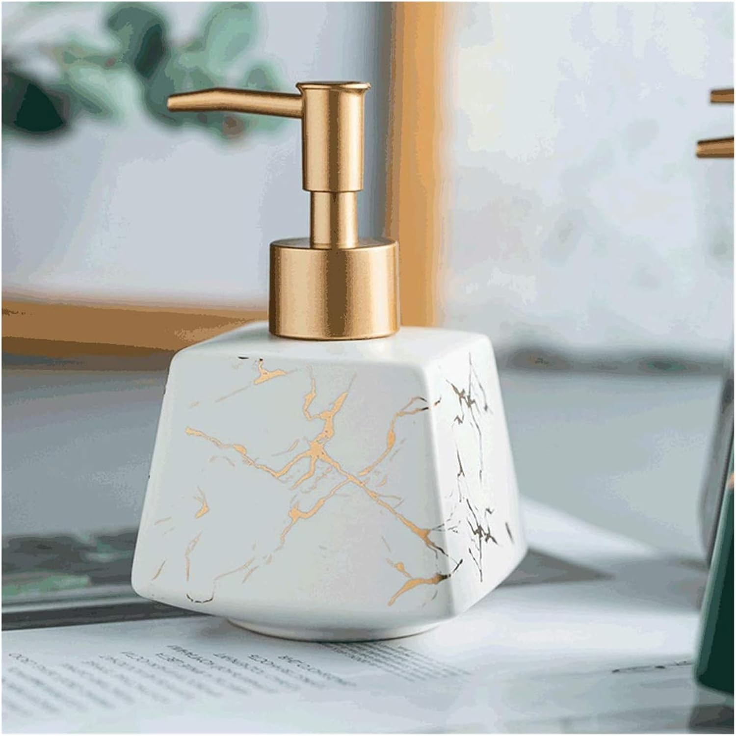 Ceramic Soap Dispenser 260 ML Refillable Pump Holder for Bathroom