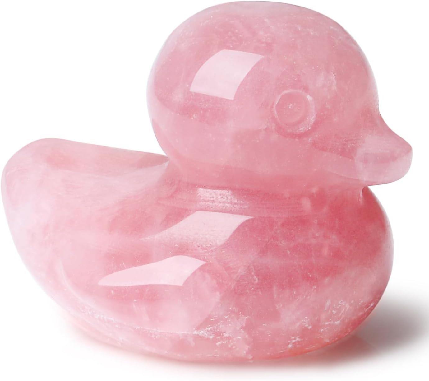 Lucky Duck Figurine with Rose Quartz Crystal