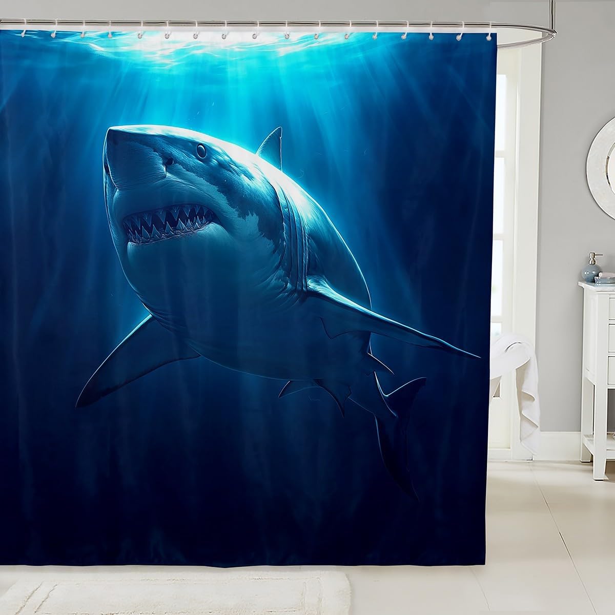 Erosebridal Shark Shower Curtain Set for Kids Men