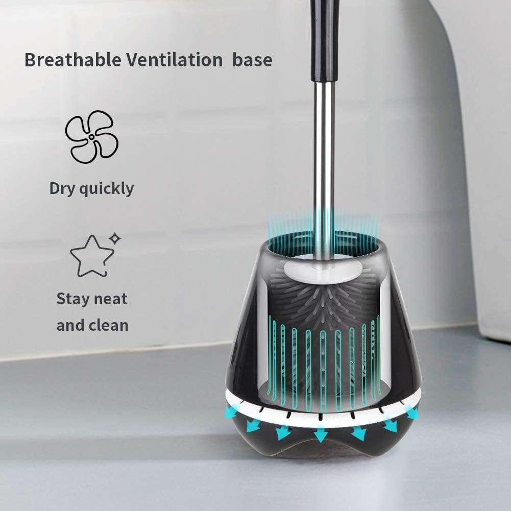 Toilet Brush with Holder and Silicone Bristles