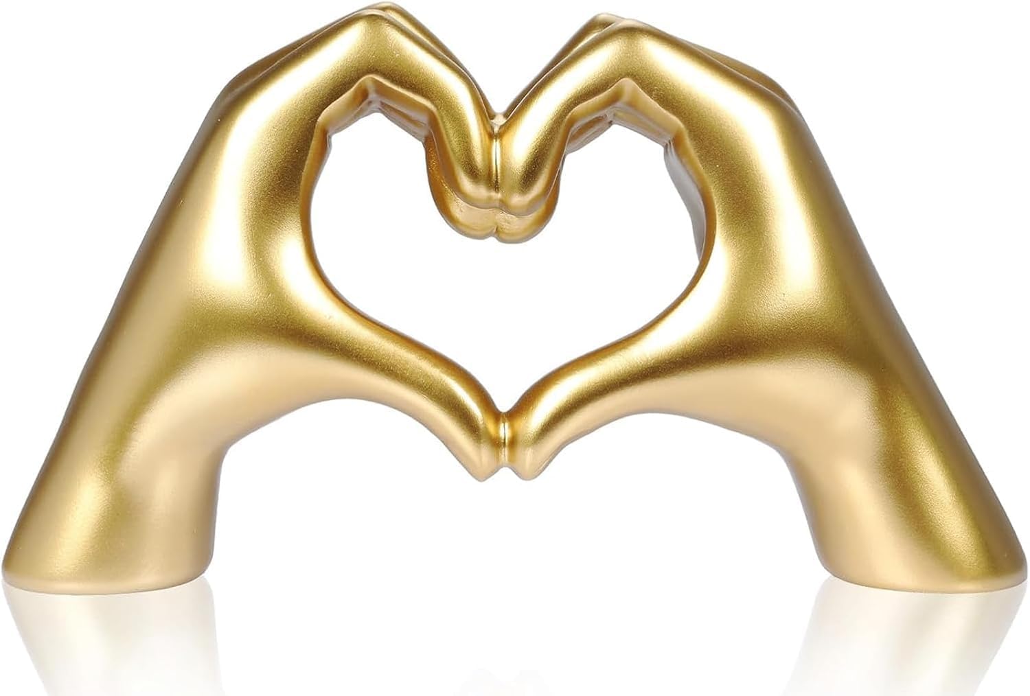 Heart Hands Sculpture Gold Resin Decor