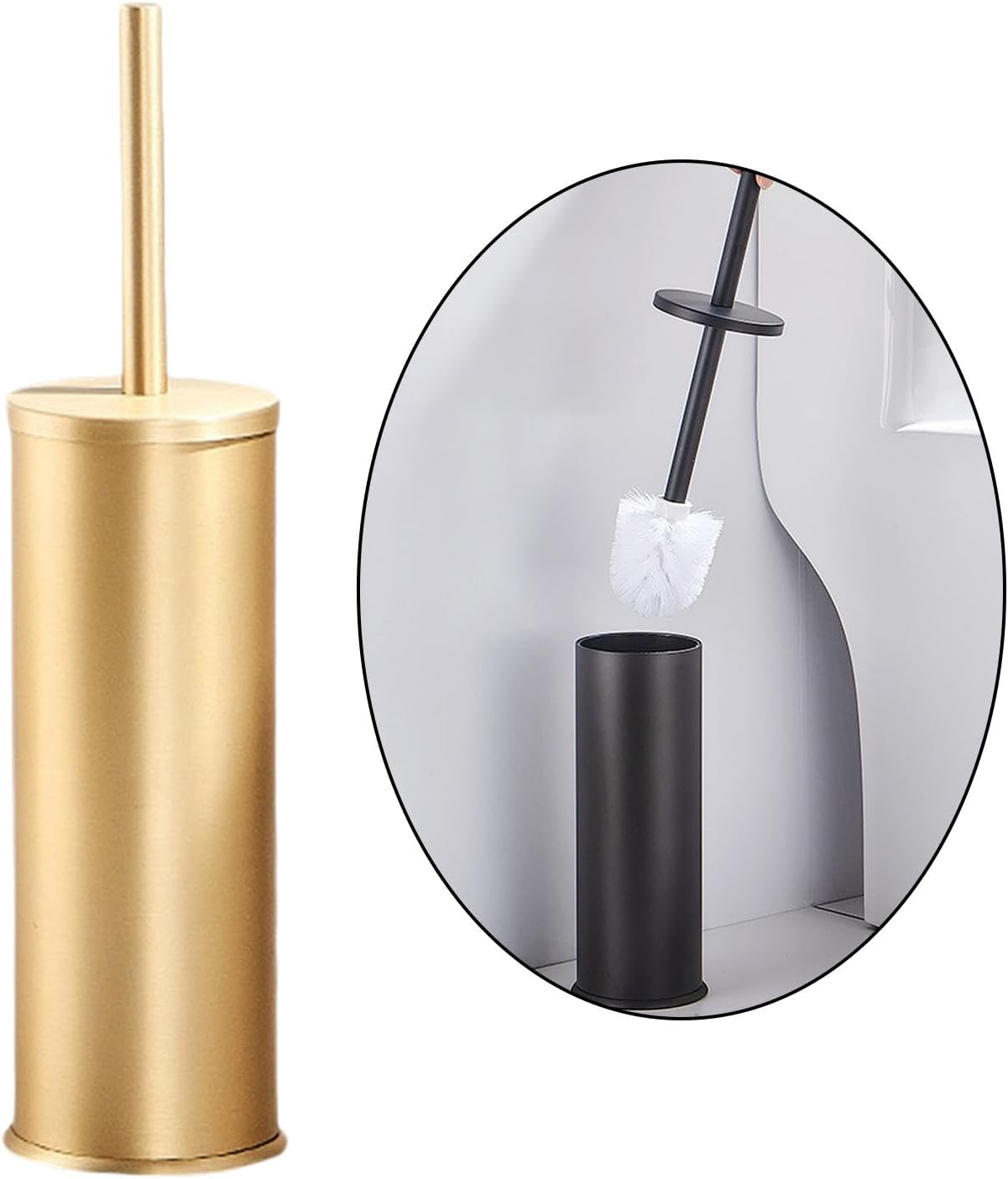 FytStycale Toilet Brush Set with Holder Gold