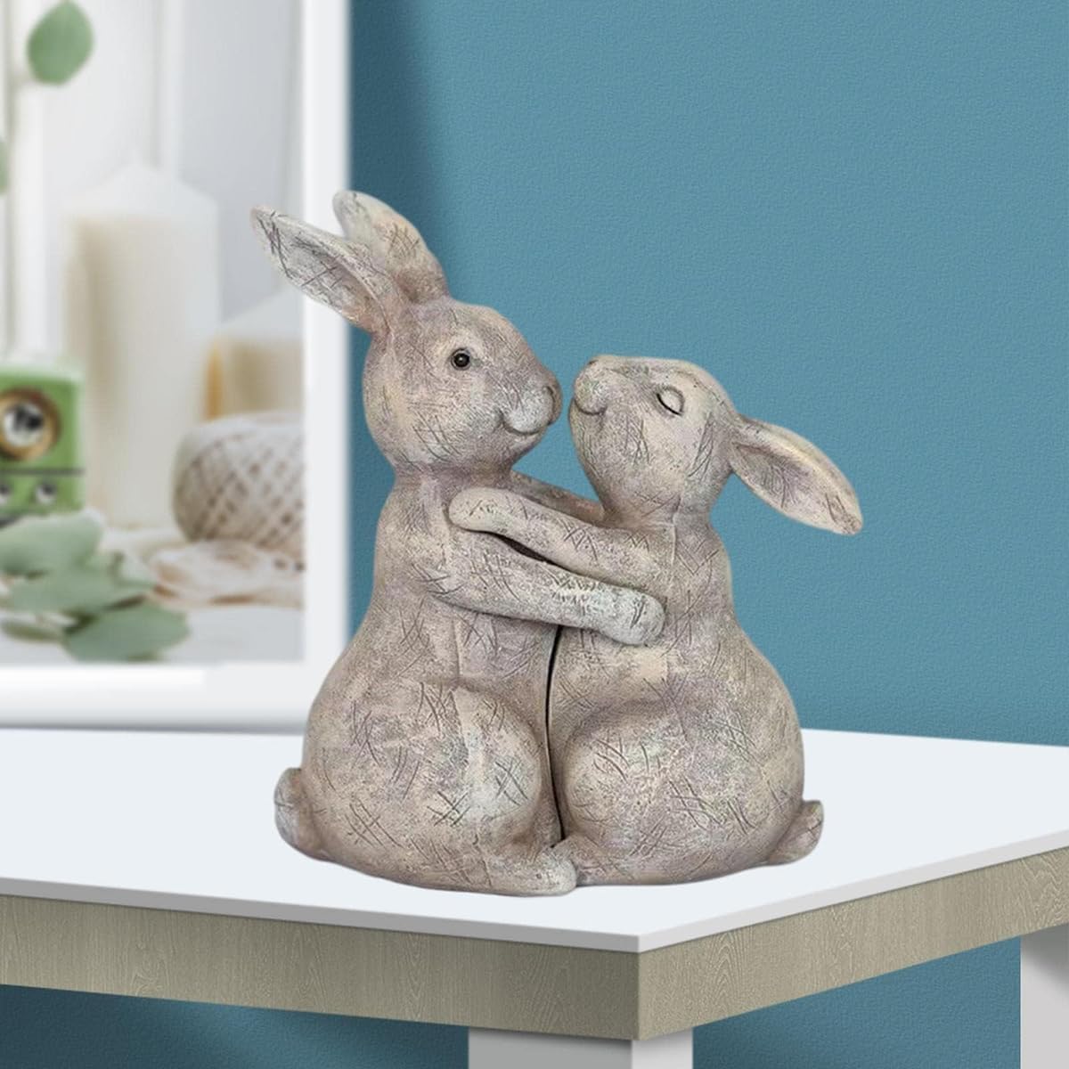 Cute Hugging Couple Fox Sculpture Valentines Decoration