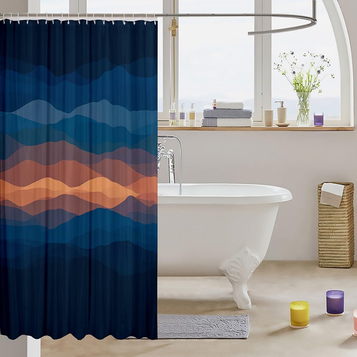 Feelyou Geometric Shower Curtain Set for Kids