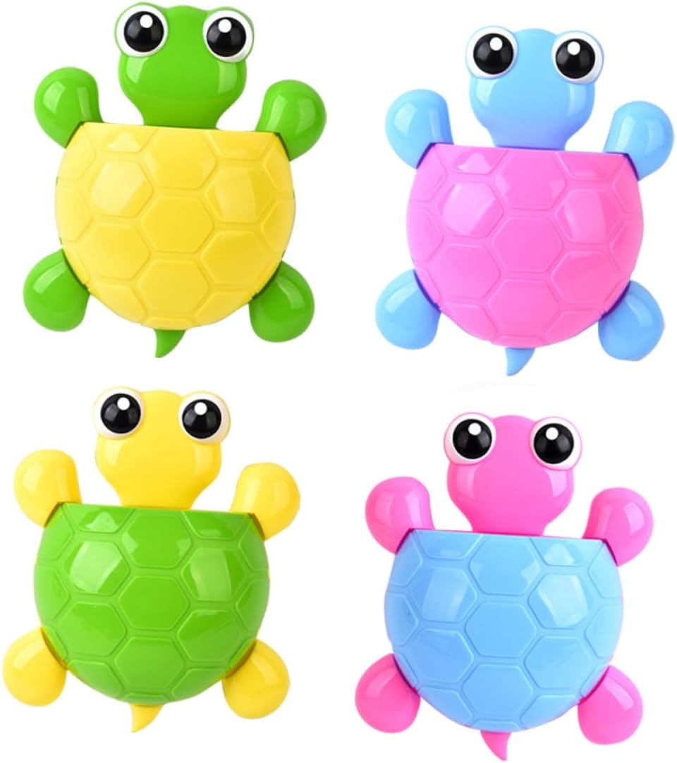 ABOOFAN 4Pcs Cute Turtle Suction Cup Toothbrush Holder