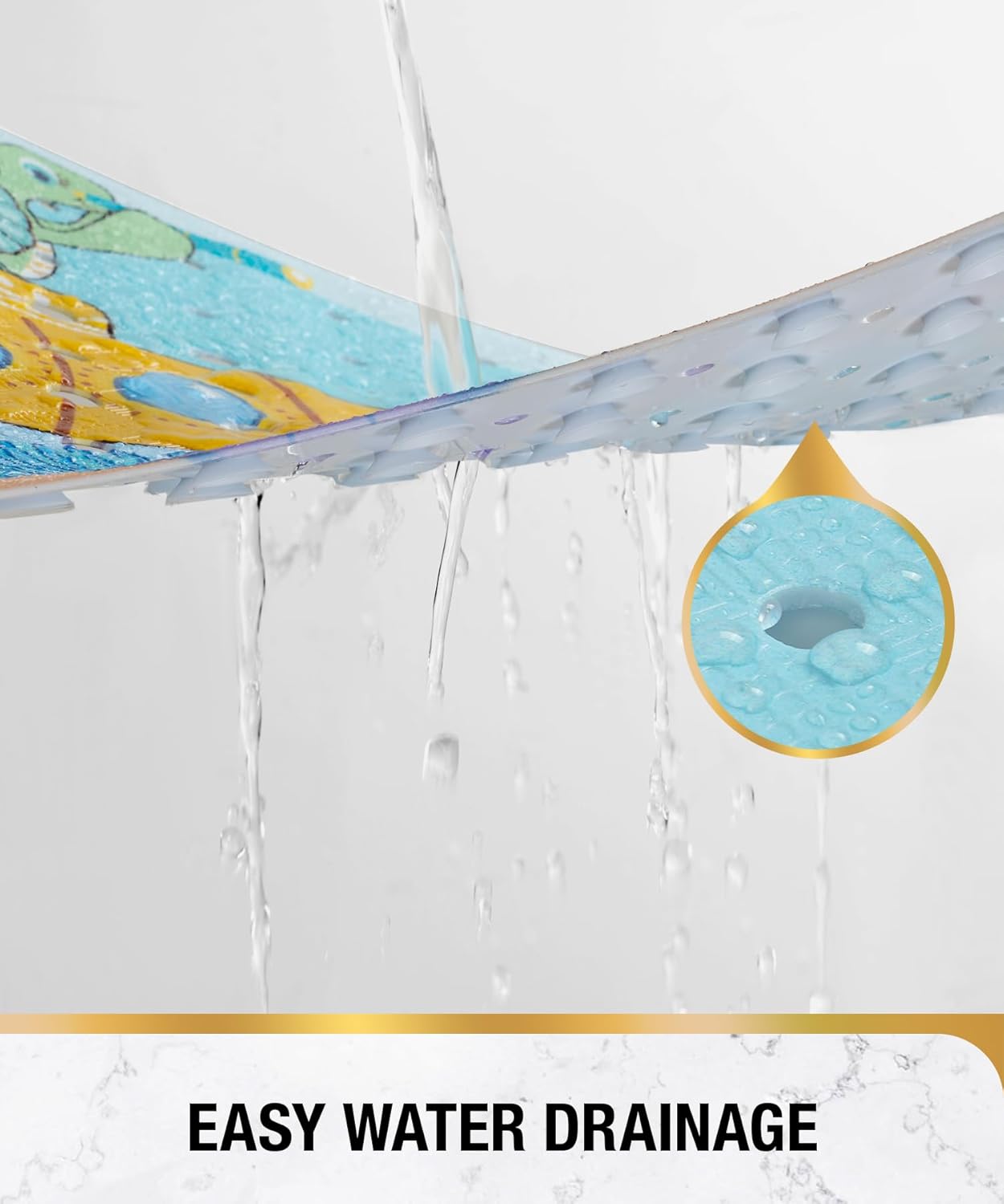 HITSLAM Baby Bath Mat with Suction Cups and Drain Holes