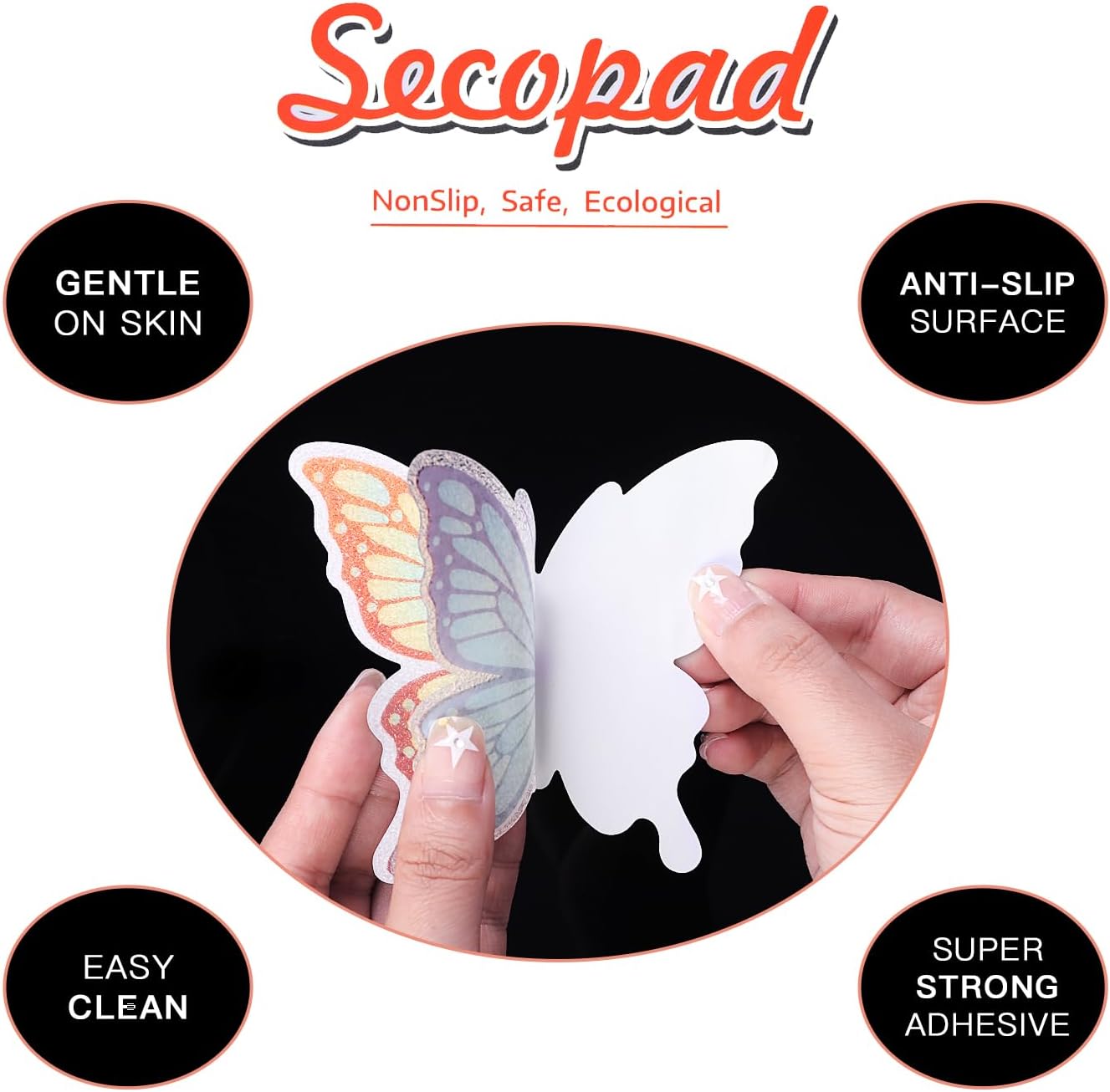 Secopad 20 PCS Non Slip Butterfly Bathtub Stickers