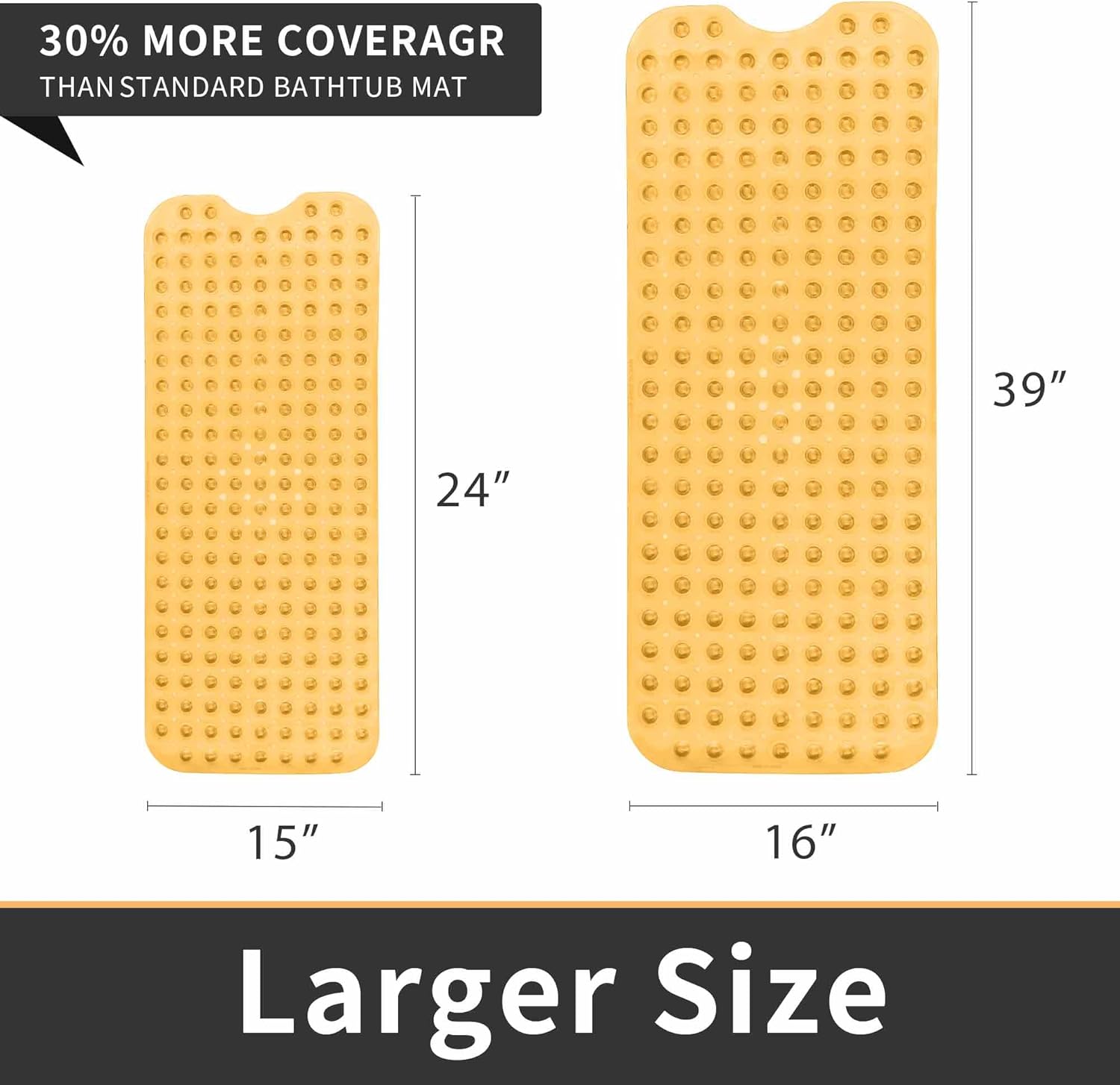 ROSMARUS Non-Slip Shower Mat 16x39 Inch Yellow