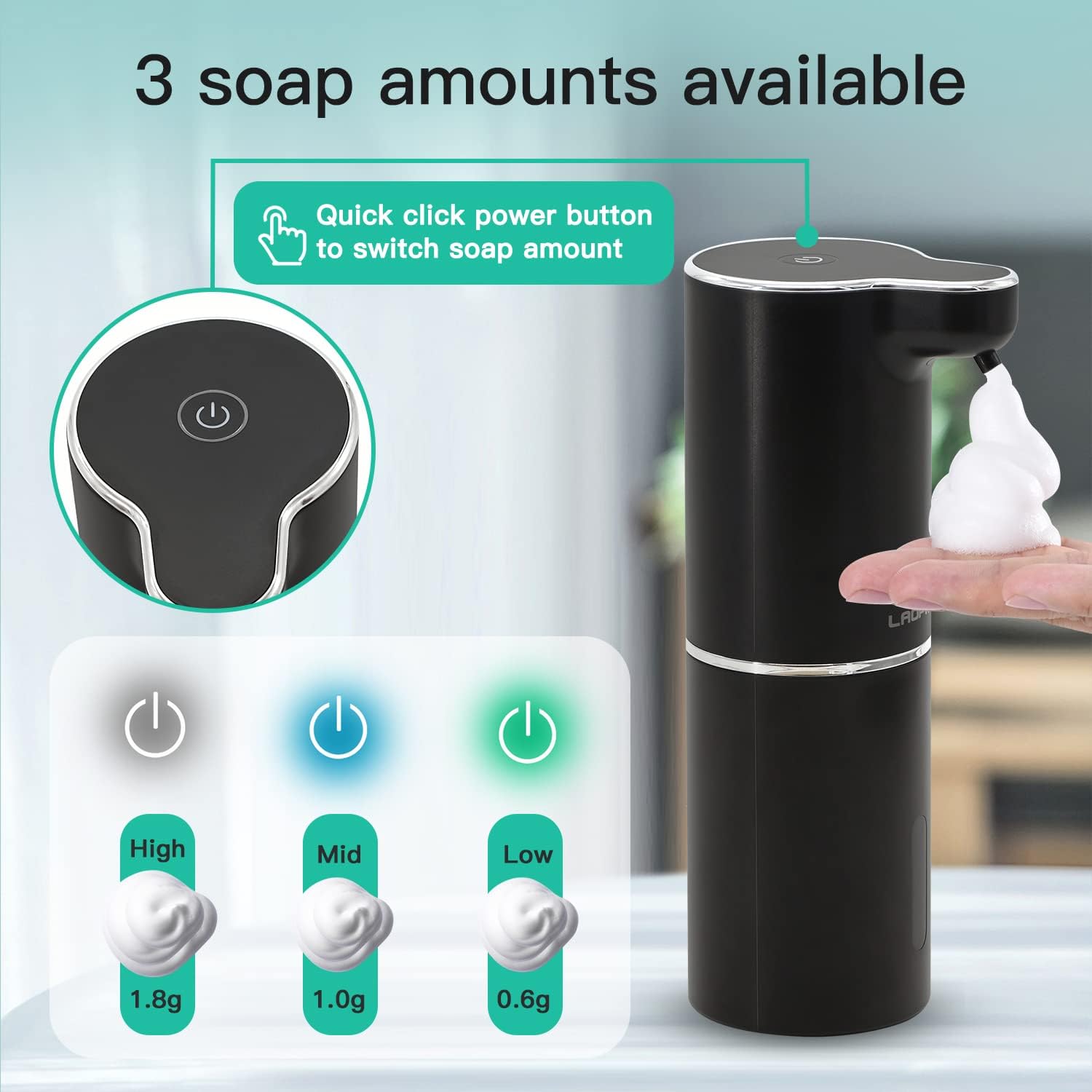LAOPAO Touchless Foaming Soap Dispenser 300ml Black