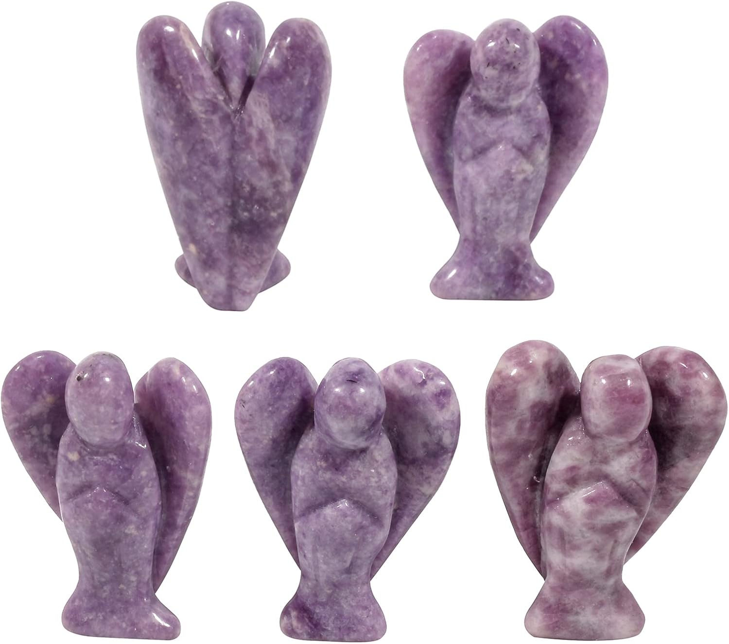 Loveliome Guardian Angel Statue Hand Carved Purple Lepidolite 2 Inches