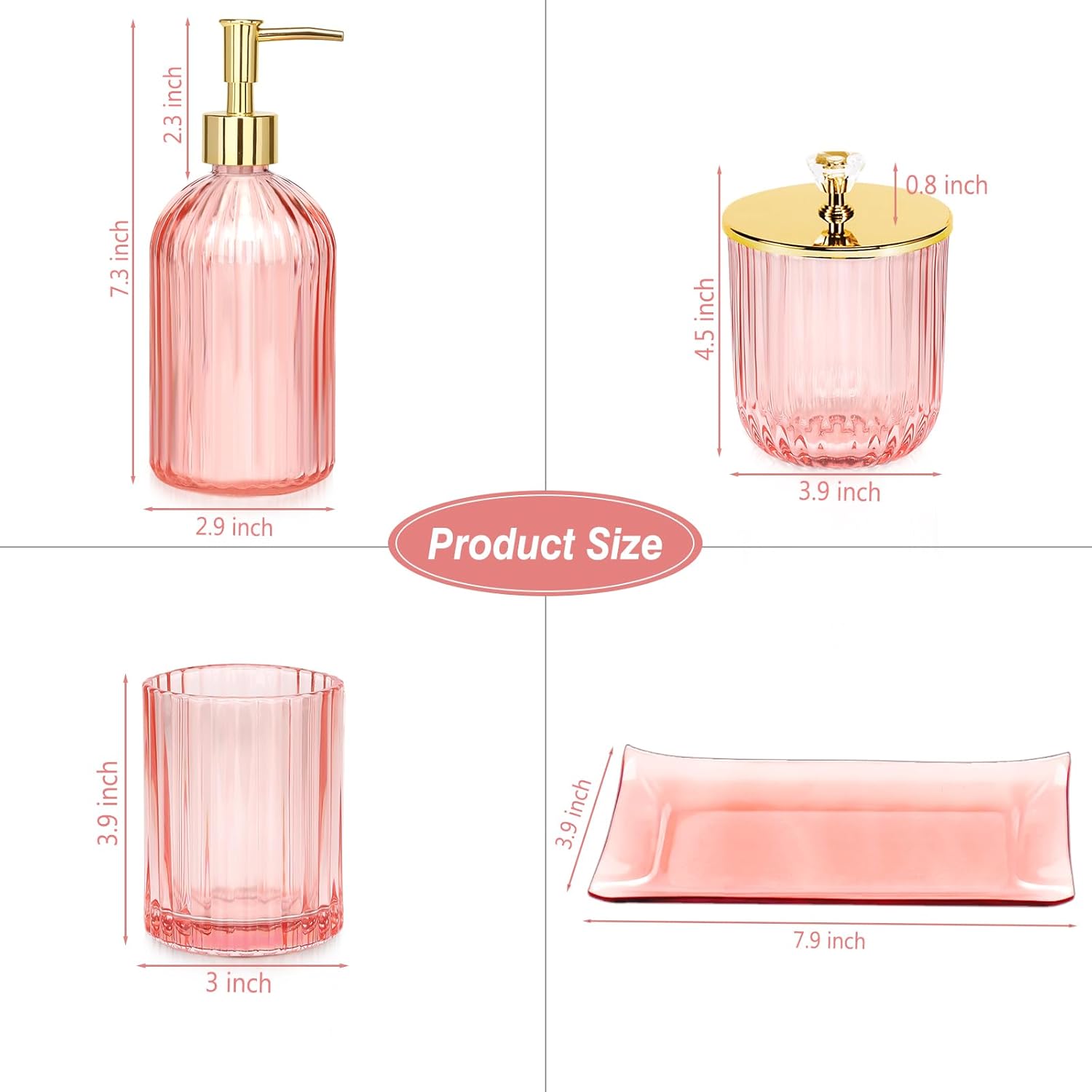 Jenseits Pink Bathroom Accessory Set 4 Pcs
