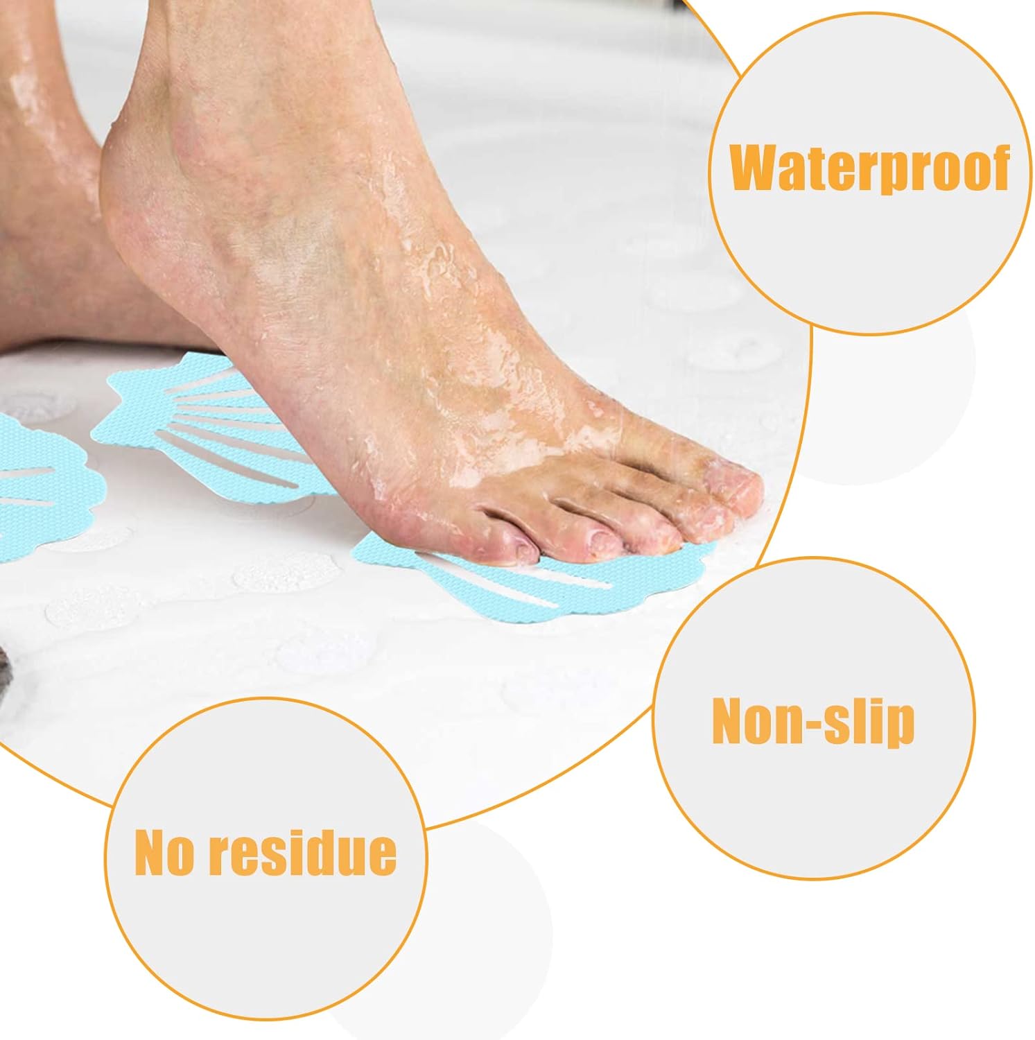 Coufce Bathtub Stickers Non-Slip Seashell Shape 30Pcs