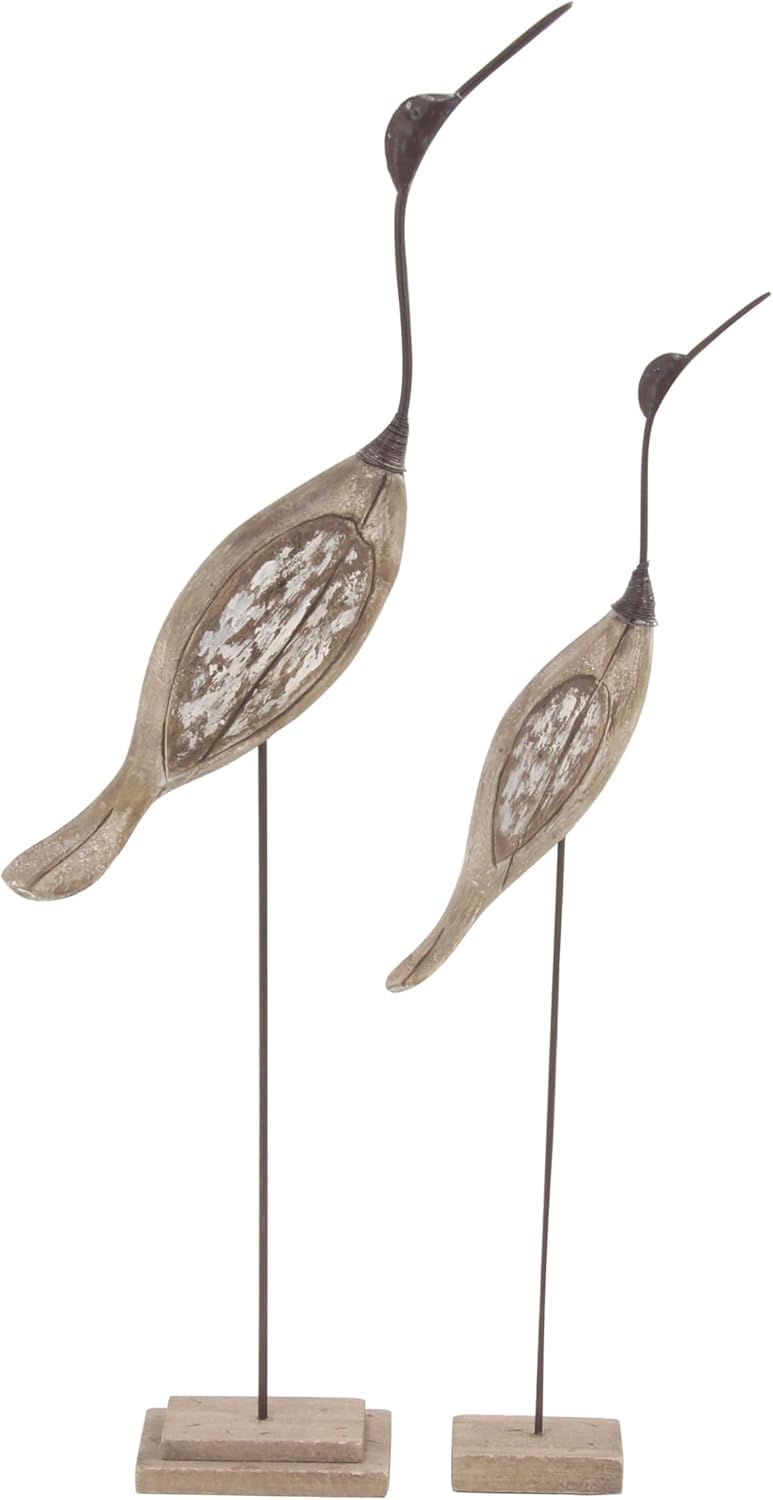Deco 79 Coastal Bird Sculptures Set of 2