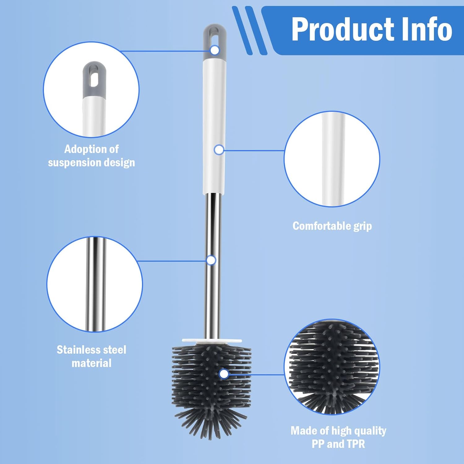 ZFLYCANP Deep Cleaning Toilet Brush Set with Holder