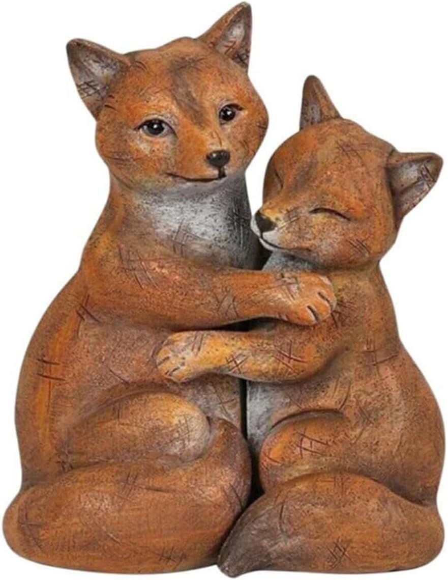 Cute Hugging Couple Fox Sculpture Valentines Decoration