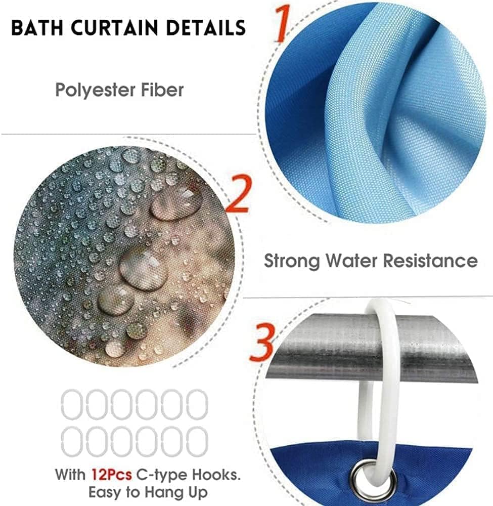 DDS-DUDES 4Pcs Christmas Shower Curtain Set with 12 Hooks