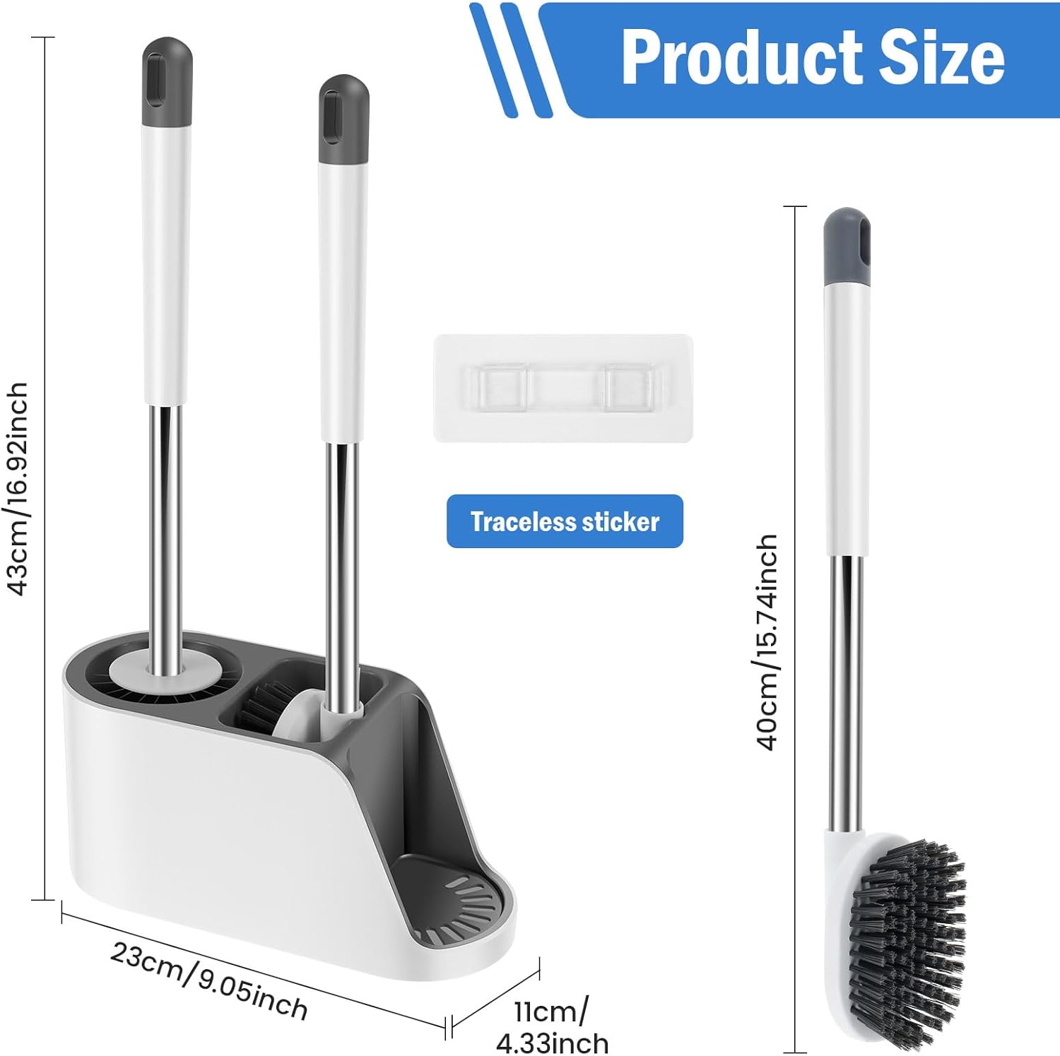 ZFLYCANP Deep Cleaning Toilet Brush Set with Holder